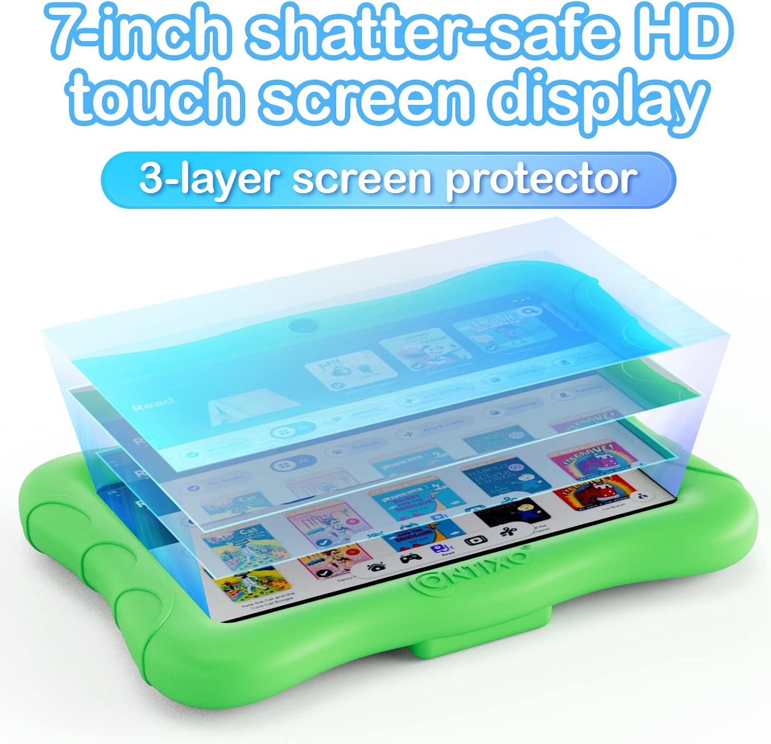 Contixo Kids Tablet V9, 7-inch HD, Ages 3-7, Toddler Tablet with Camera, Parental Control - Android 10, 32GB, WiFi, Learning Tablet for Kids, Green