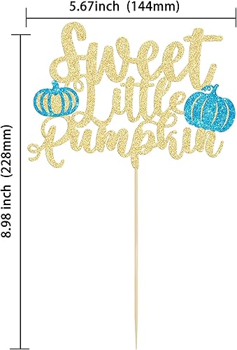 Miniatura 2 de Gyufise 1 paquete de decoración de pastel de calabaza con purpurina azul con temática de otoño, decoración de pastel de calabaza para niños, baby