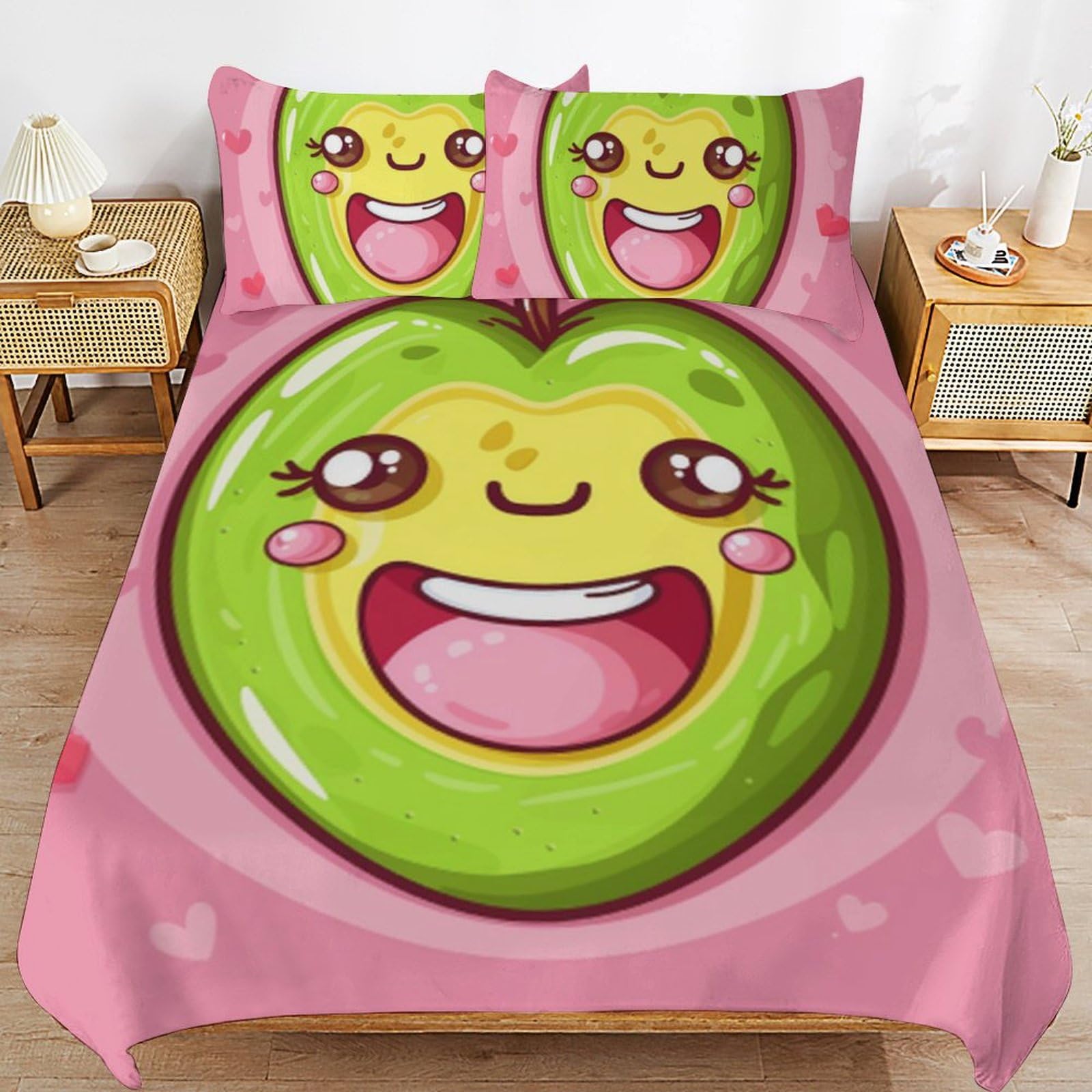 Juego de cama de aguacate 200x200 cm con fundas de almohada