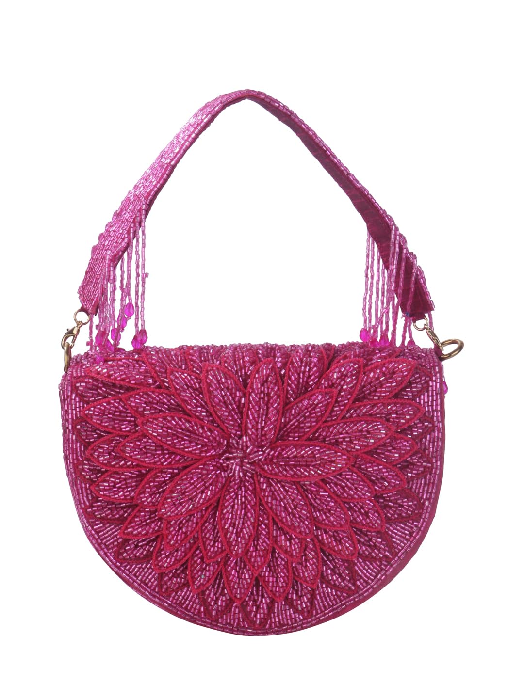 swisni Pink hot pink leaf embroidered clutch bag II Women's Traditional Designer Clutch For Women & Girls II FLAP BAGS-picture-52