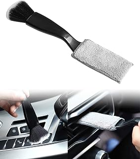 Double Head Car Cleaning Detailing Brush, 2 in 1 Duster,Car Air Vents Dashboard Screen Clean Brush,Soft Multi-Functional Car Interior Detailing Brush,Apply to Car Air Vents (Black)