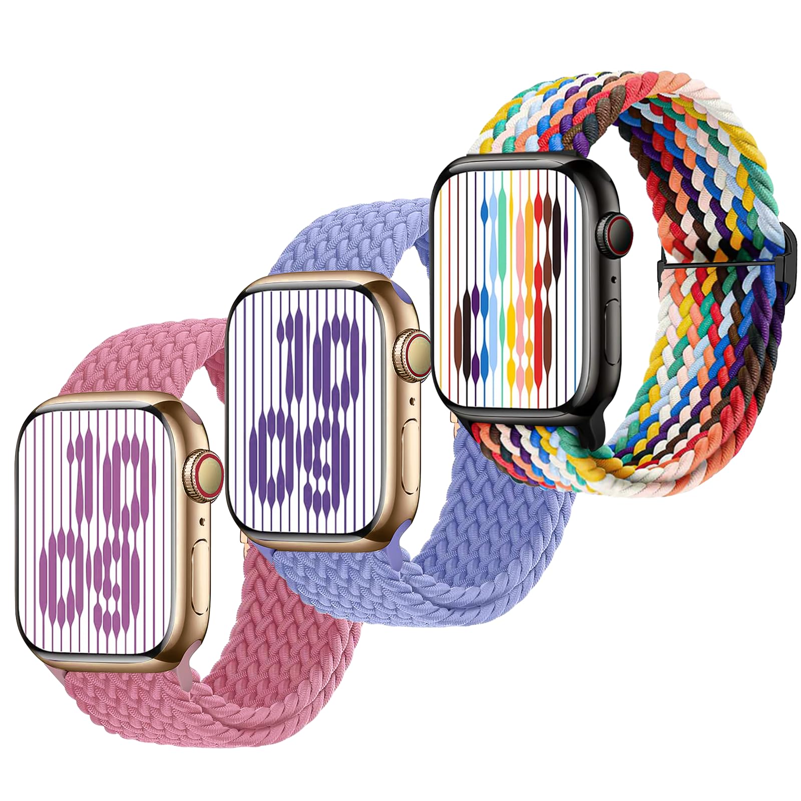 Braided Stretchy Strap Compatible with Kids Apple Watch Band Series 11/10/9/8/7/6/5/4/3/2/1 SE3/2/1 38mm 40mm 41mm 42mm 44mm 45mm 46mm, iWatch Sport