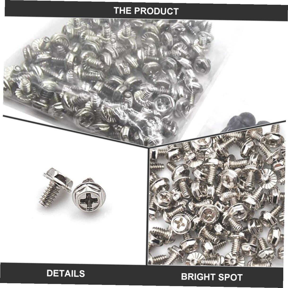 KALLORY 100pcs Pci Slot Screws and Computer Case Mounting Screws Silver #6-32x6mm for PC Hardware Assembly and Power Supply Replacement in Desktop Systems