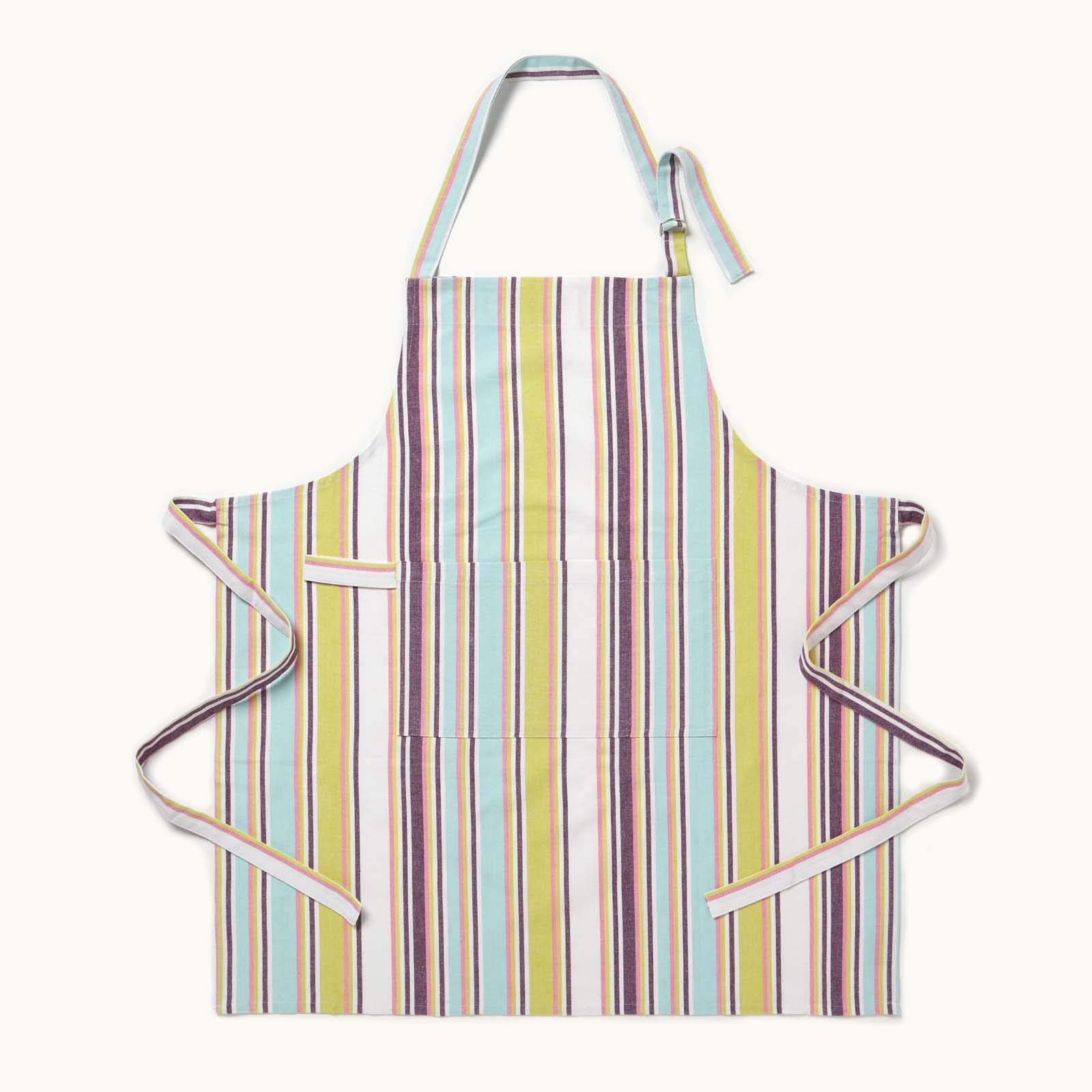 Homescapes Green Osaka Stripe Cotton Apron