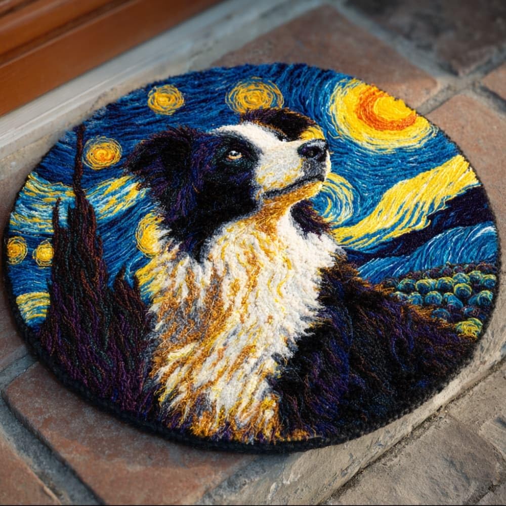 Round Latch Hook Rug Kits Collie For Adults And Starter 50*50Cm