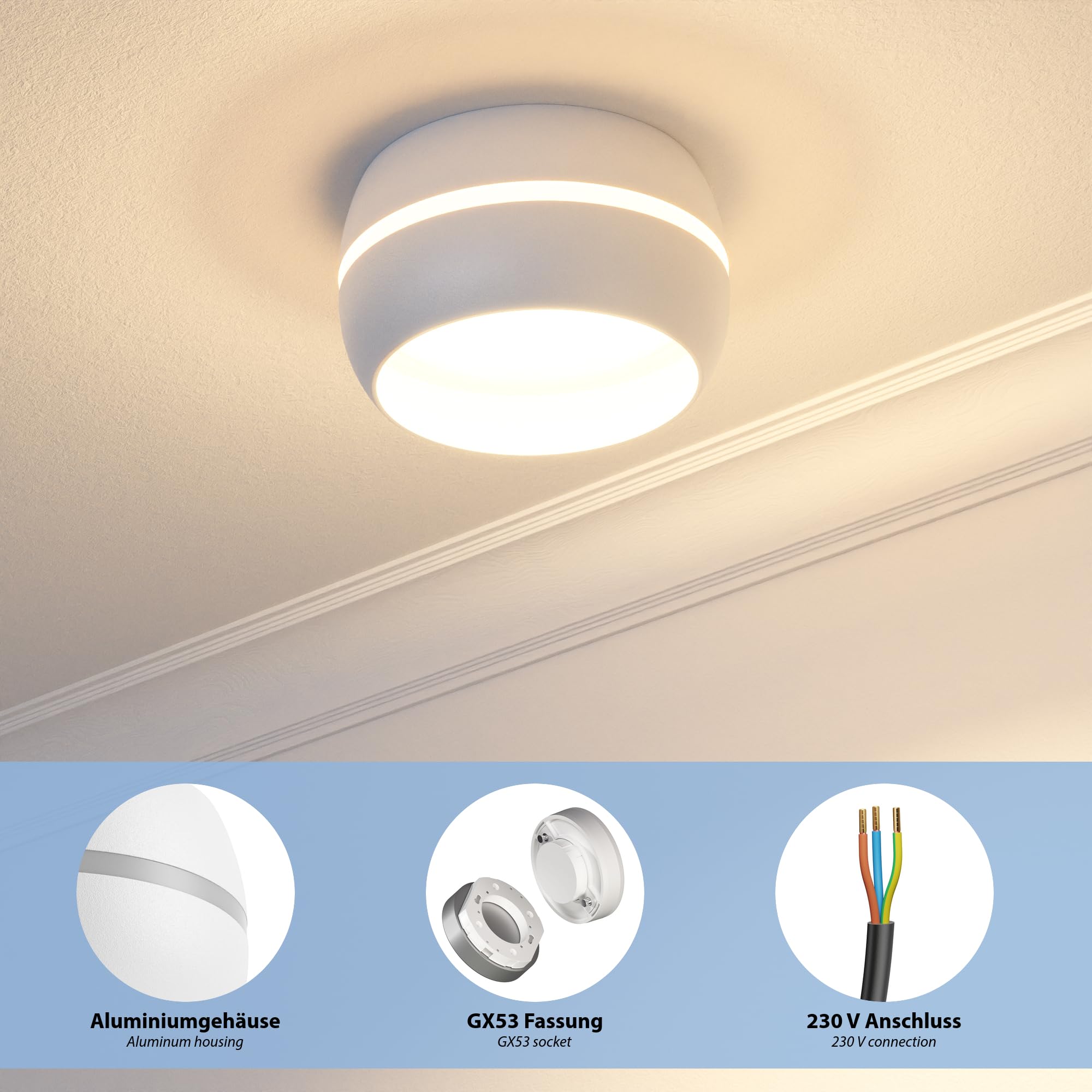 Plafoniera Moderna Area Grigio 4 Luci GX53 | Lampada Metallo Top Light