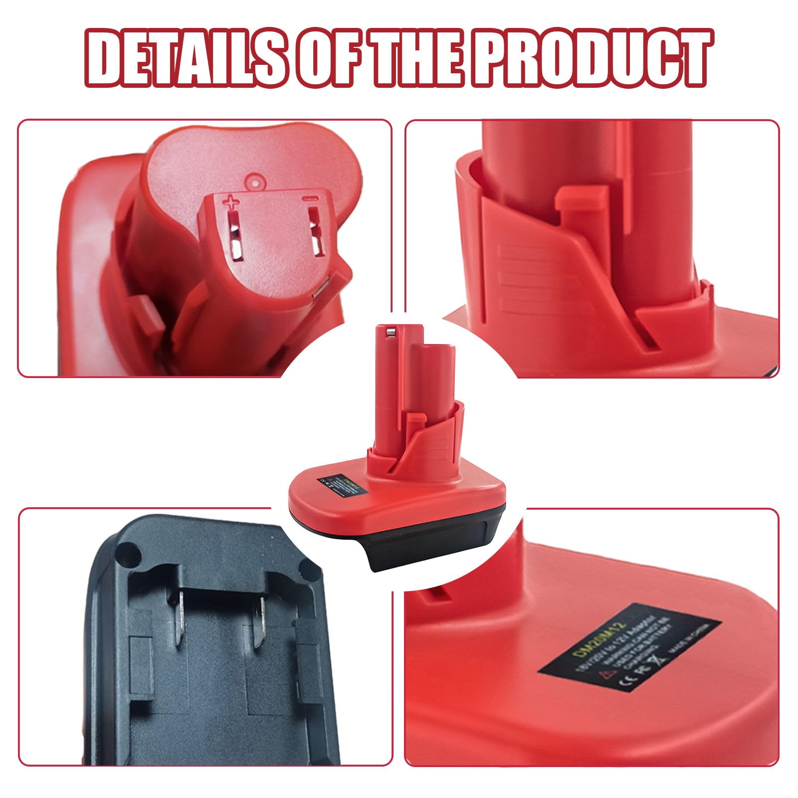 Paquete de 2 adaptadores de batería Milwaukee M-18 a M-12, DM20M12 para convertidor Milwauke de 18 V a 12 V, convertidor para herramientas eléctricas Dewalt de 20 V a 12 V