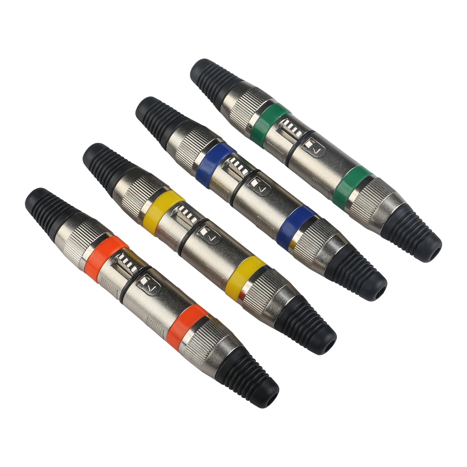 3-poliger XLR-Kabelverbinder Stecker und Buchse für DMX-Signaldraht oder Audio-Mixer, Mikrofonanschluss (Metallgehäuse, 4 Sets Farbe)