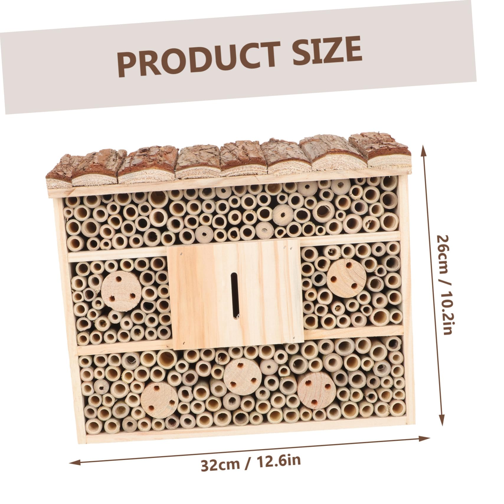 Casetta per Insetti in Legno Beige per Api e Dorifore, Casa di Legno da Giardino, Attira Insetti e Favorisce L’Ecosistema del Giardino