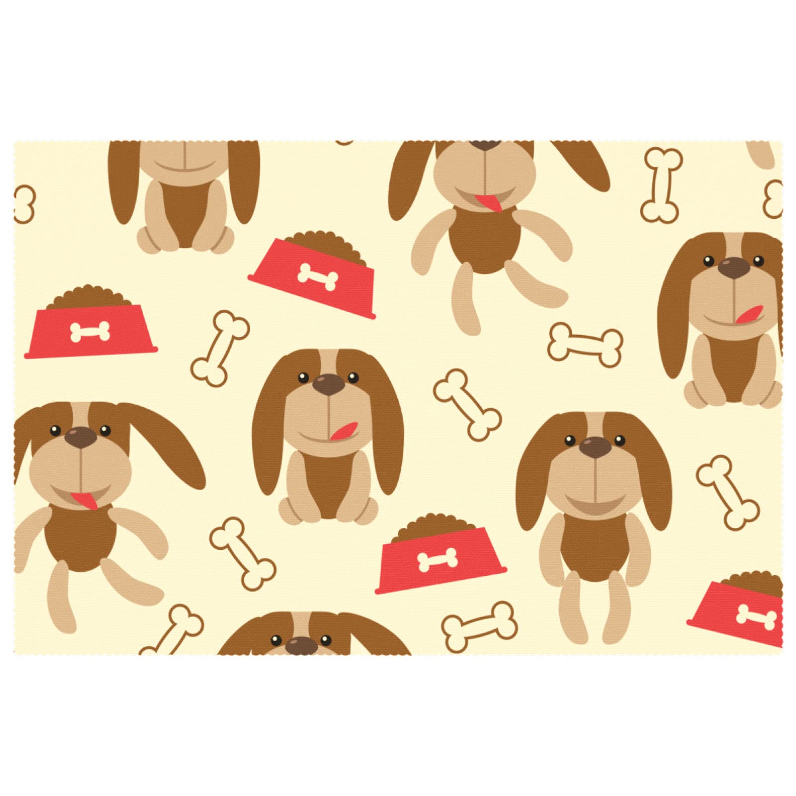 Set de table motif os de chien lot de 6 lavables pour repas