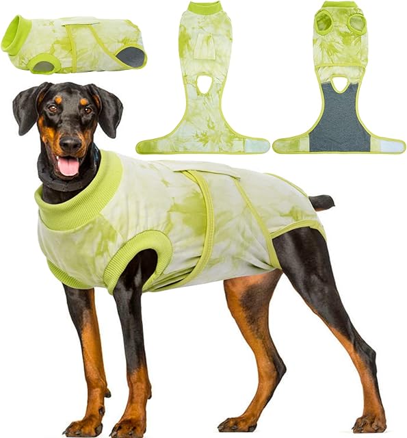 Kuoser Dog Recovery Suit After Surgery, Tie Dye Dogs Surgical Recovery Suit Pet Post-Operative Shirt for Abdominal Wounds, Soft & Breathable Anti Licking Doggie Onesie, Cone E-Collar Alternative