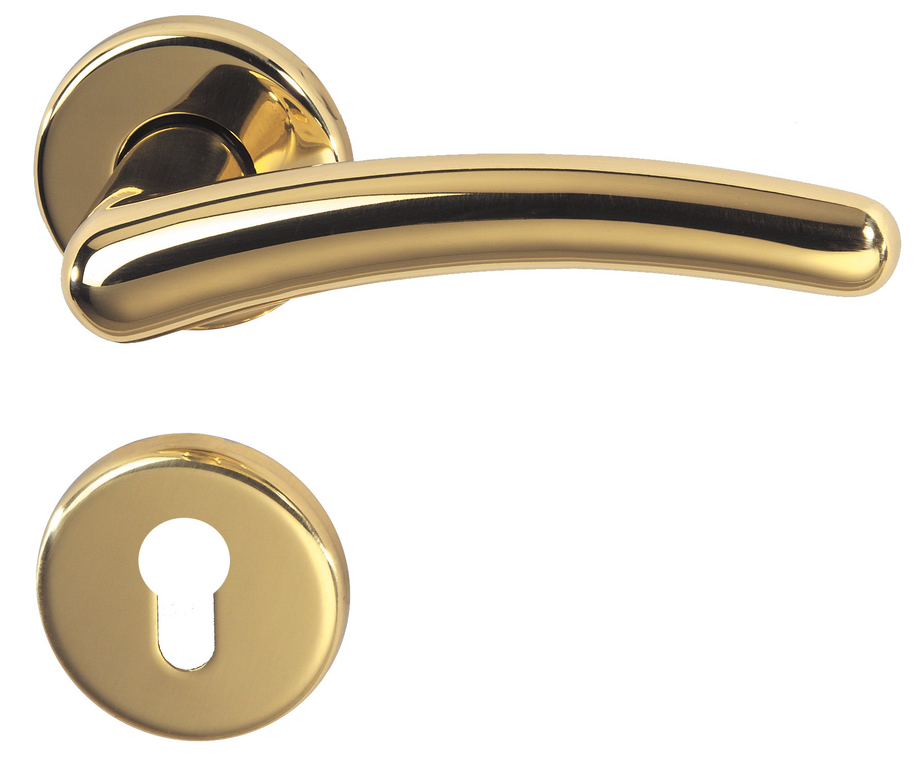 Poignée de porte laiton poli Alpertec-R PZ pour porte d'appartement