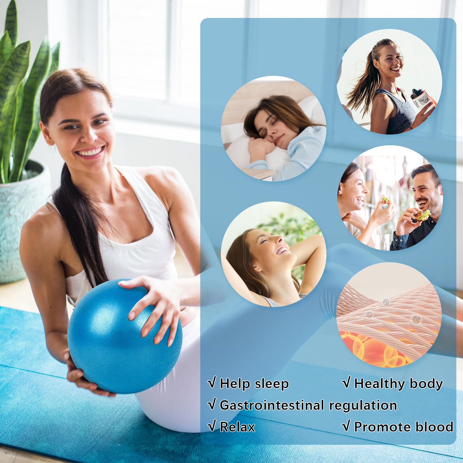 UKOFEW Piłka gimnastyczna, mała piłka do pilatesu, 25 cm, z nadmuchiwaną słomką, do jogi, pilatesu, balansu, stretchingu i fitnessu