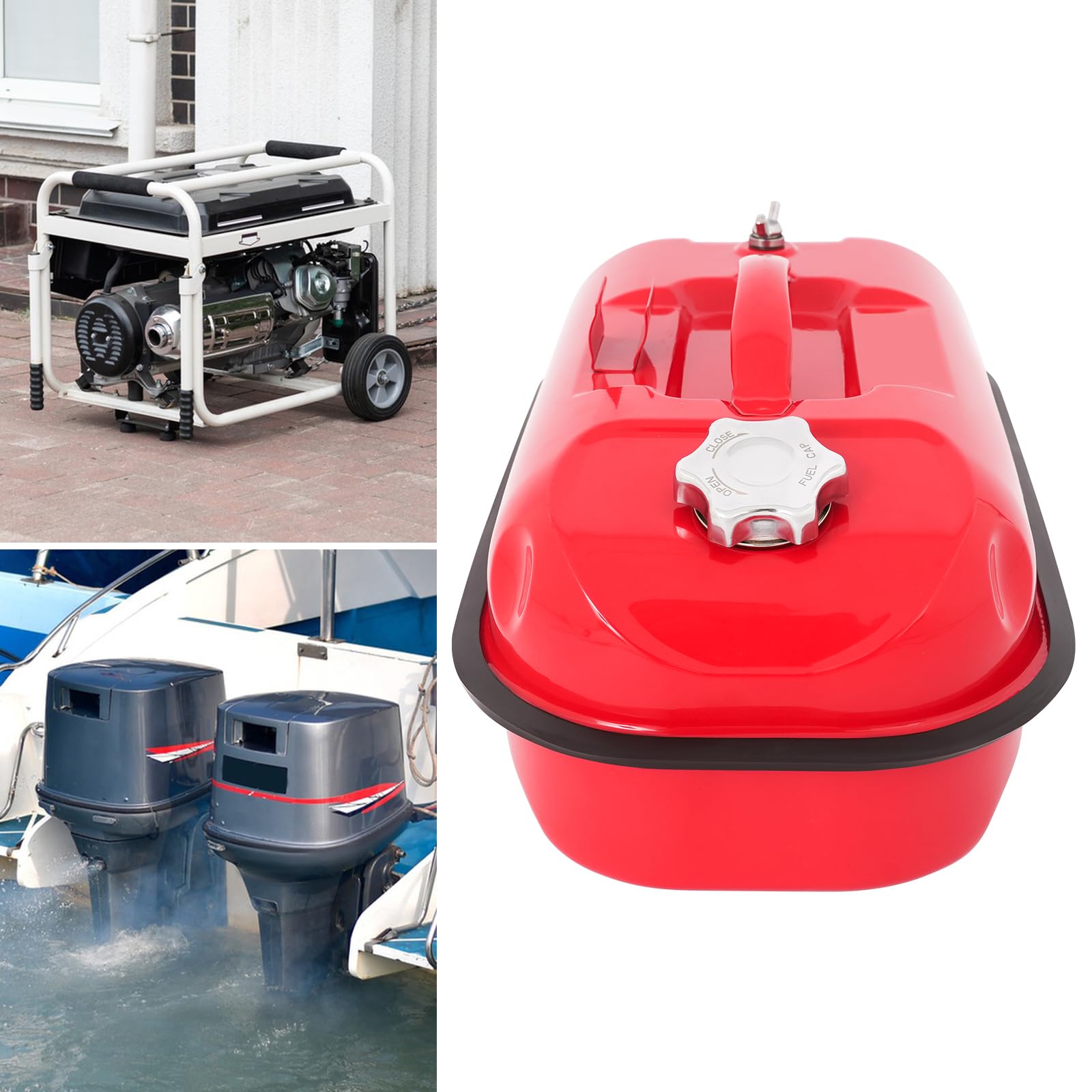 Bidón de gasolina rojo – Depósito de gasolina, robusto y denso bidón de combustible con asa de transporte y accesorio de depósito – Bidón universal para coche, moto, barco (20L/10L, 4.4/2.2 galones