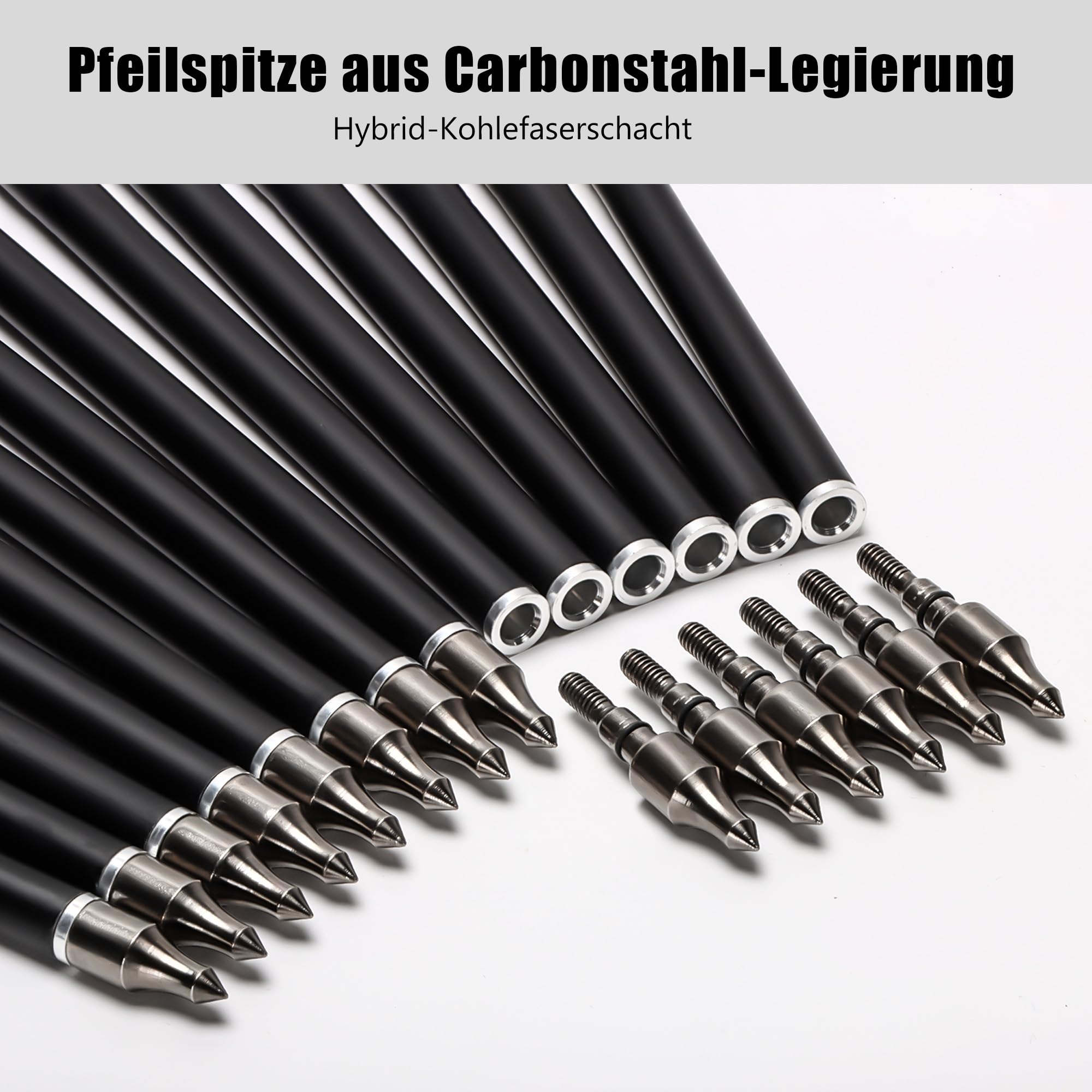 14-Stück 20-Zoll-Armbrustpfeile, Jagd-Carbonpfeile für Armbrust-Zielübungen im Freien
