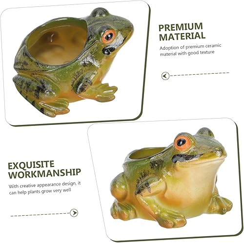 Miniatura 4 de Maceta de cerámica única para decoración de rana, maceta suculenta artificial, decoración del hogar, mini contenedor de plantas