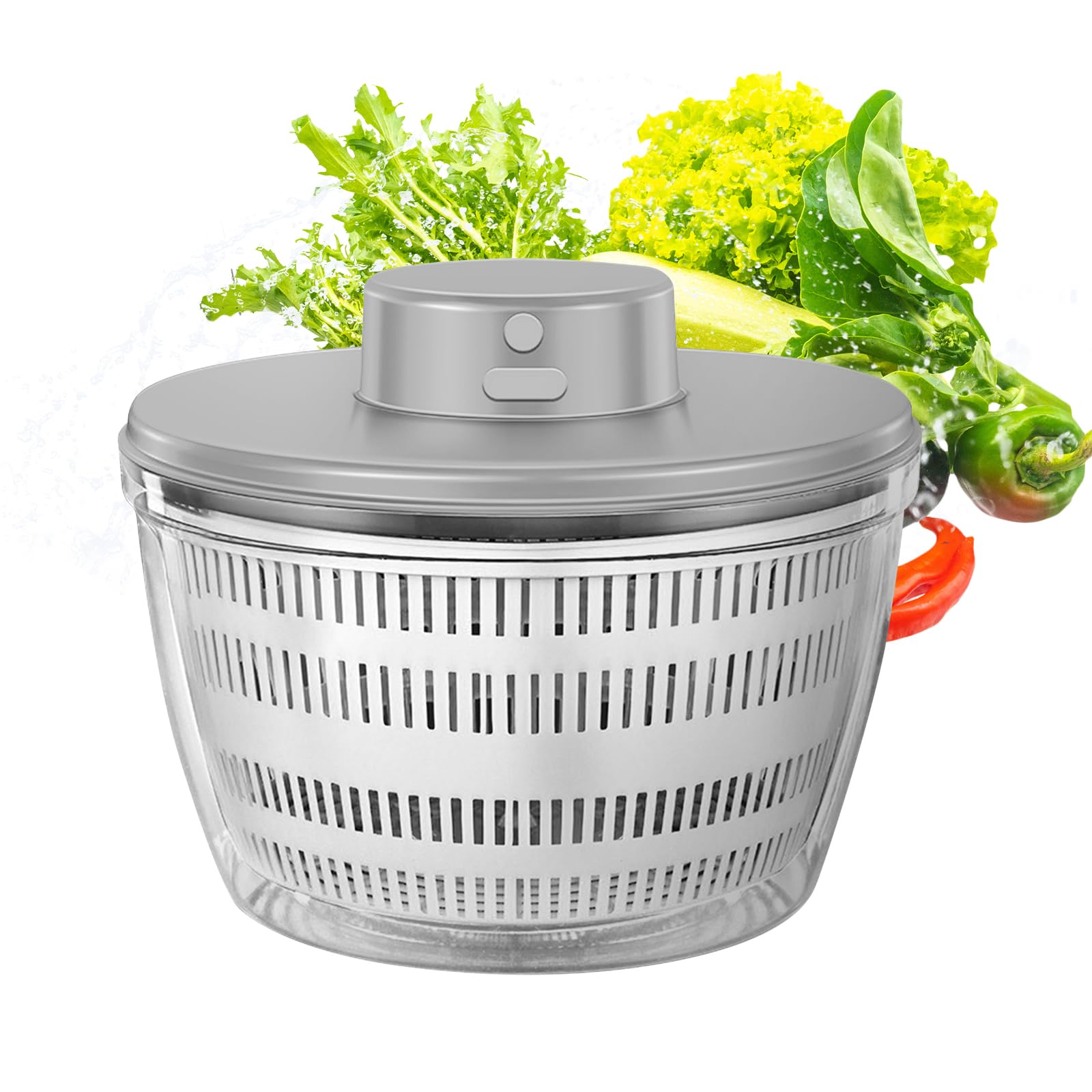 Essoreuse à Salade Automatique, 4000ML Grande Capacité Essoreuse Salade Déshydrateur électrique, saladier pour Servir, Rechargeable par USB mixeur Salade