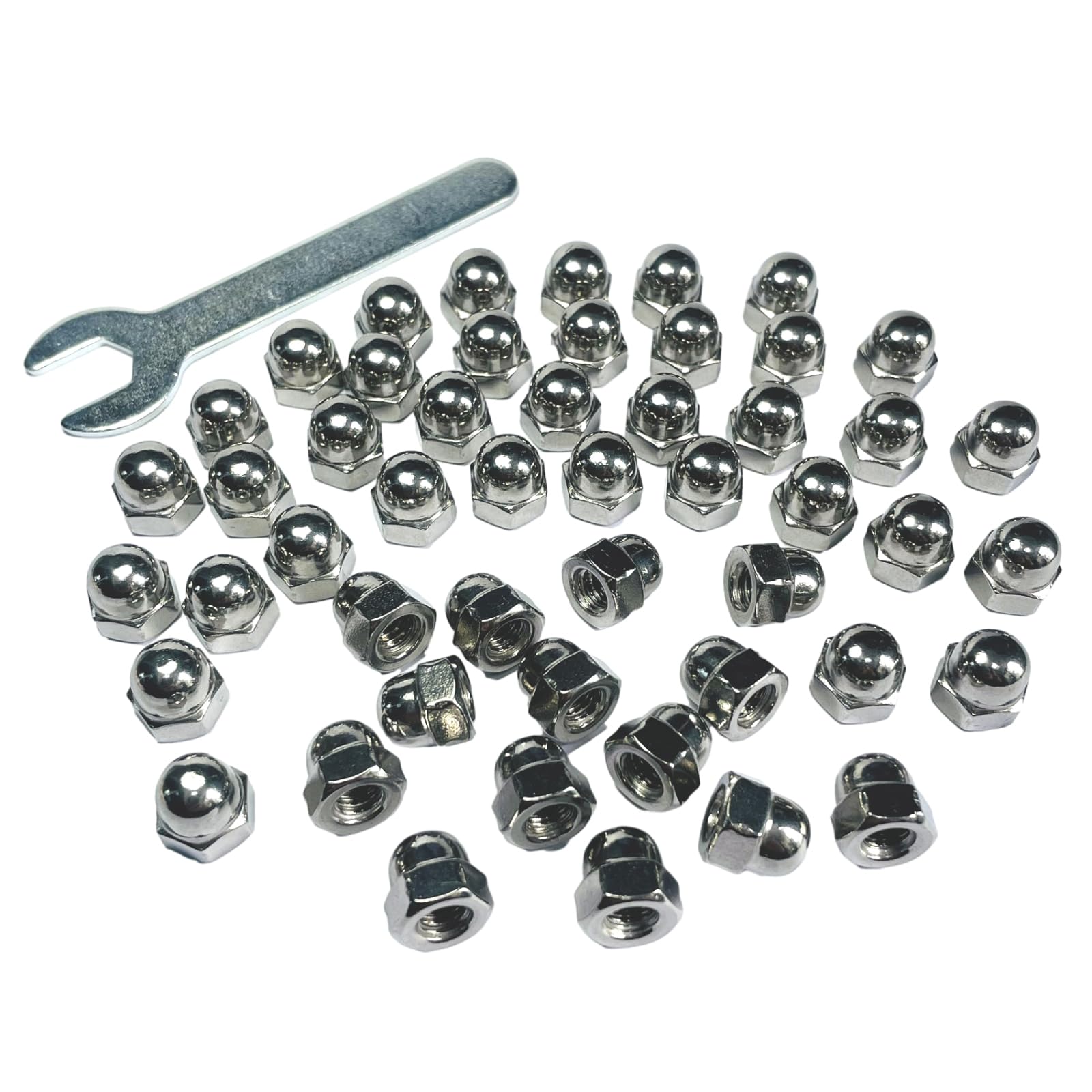 Stainless Steel Acorn Nuts - 50 Pack with Wrench -5