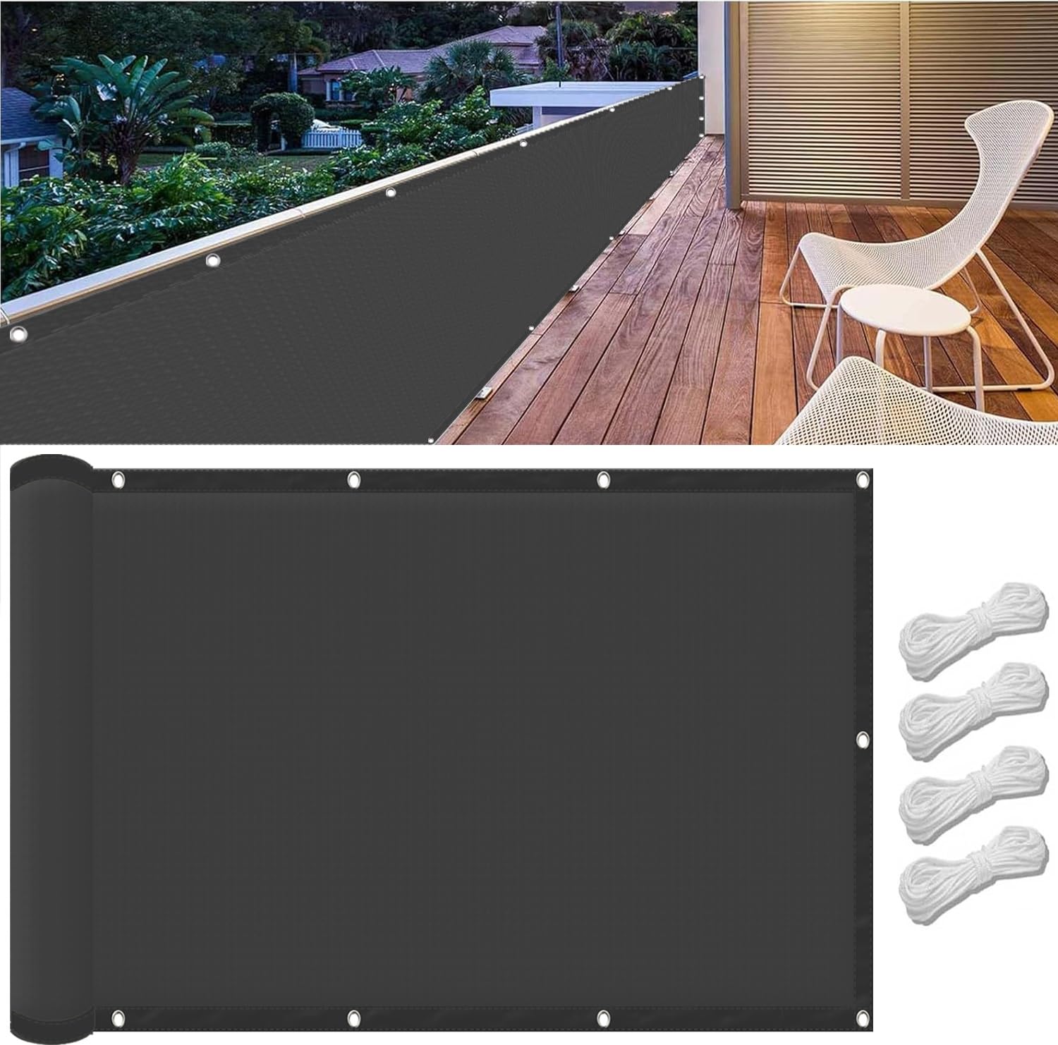 Filet d'ombrage de terrasse pour ombrager le jardin avec bâche grise 185x850 cm