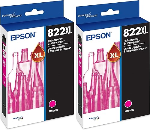 Epson 822 DURABrite Ultra Ink Cartucho magenta de alta capacidad (T822XL320-S), funciona con Workforce Pro WF-3820, 3823, 4820, 4830, 4833, 4834,