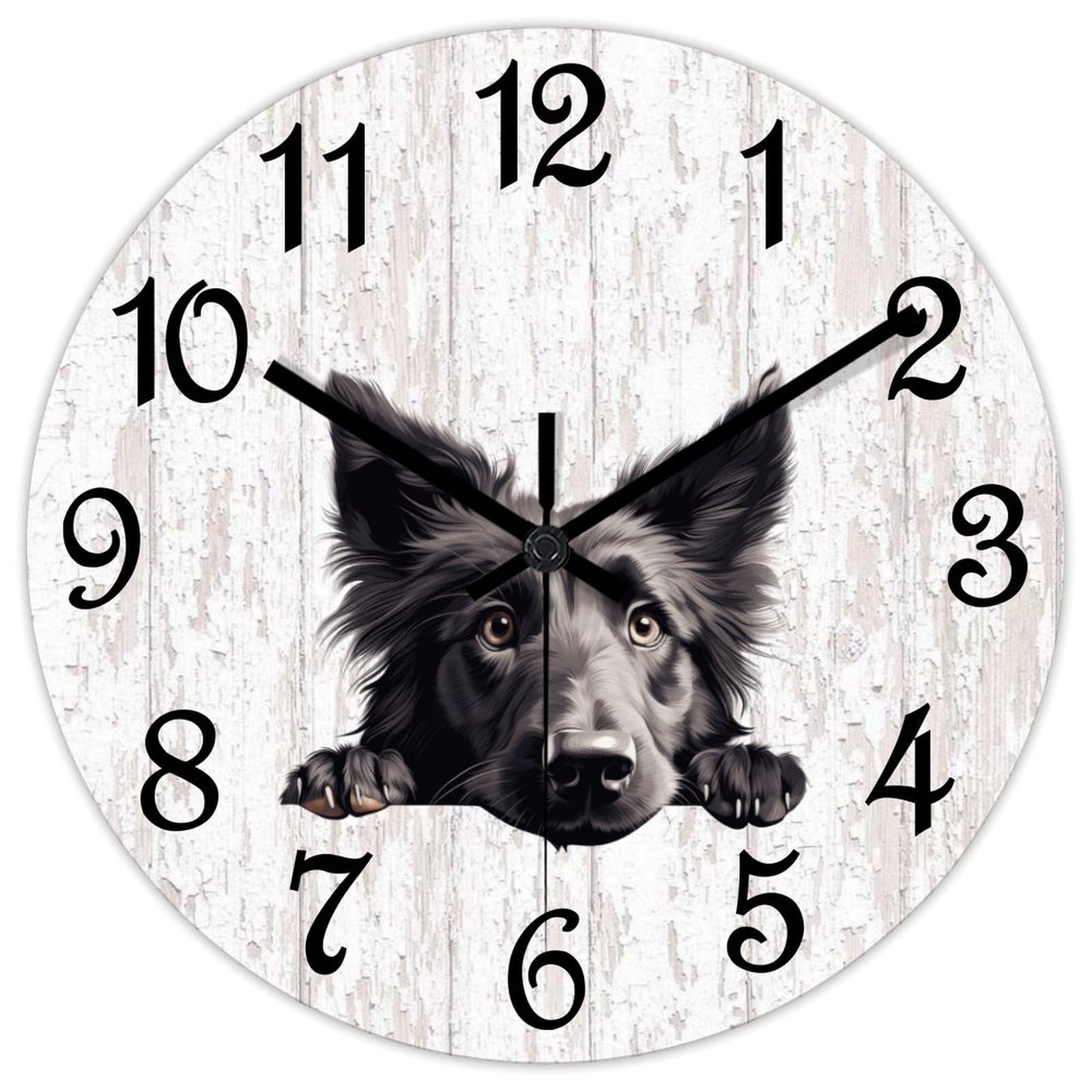 Reloj de pared de pastor belga para decorar salones y cocinas