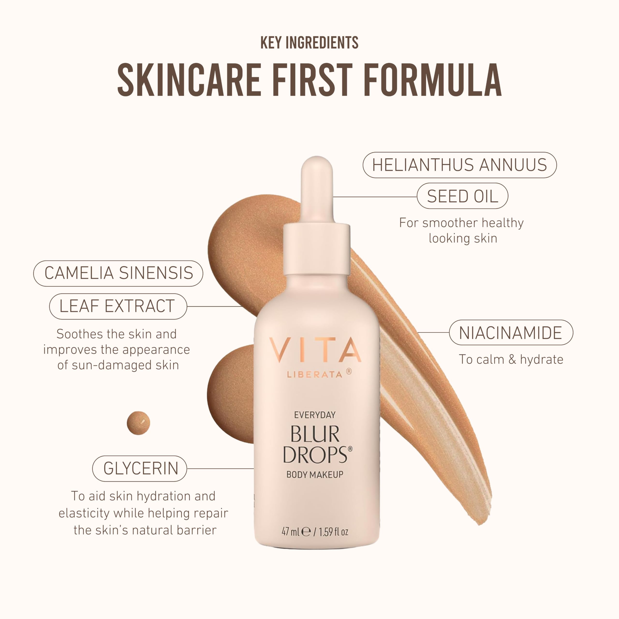 VITA LIBERATA Everyday Body Blur Drops Medium, Wash-Off Body Makeup, 1.59 Fl Oz