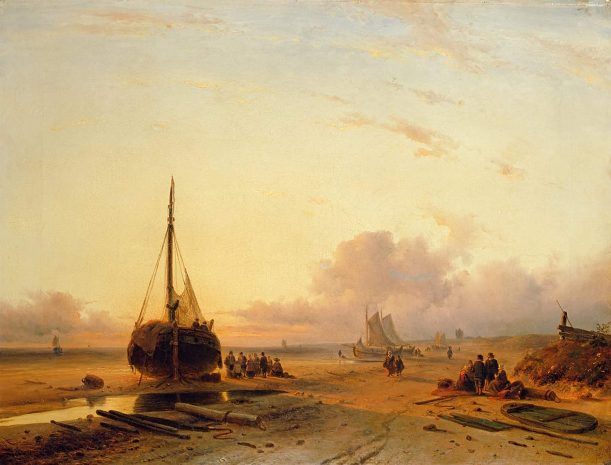 POSTERIIk Famous Print Pop Art Wall Art Graffiti Beach Scene with Fishing Boats by Charles Henri Leickert Art Prints for Home Decor 60x90cm