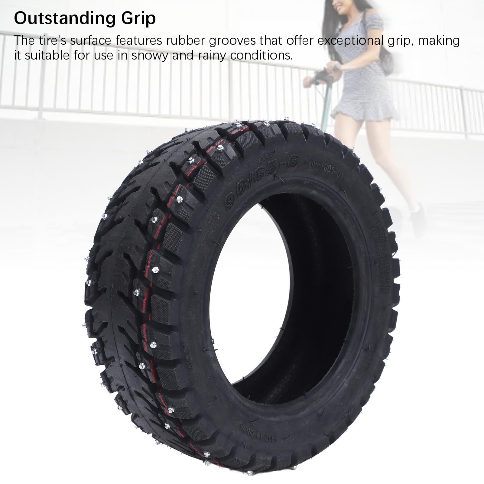 Tire en Caoutchouc Premium, Pointes du Pneu de Caoutchouc de Scooter électrique adapté aux Conditions Neigeuses et Pluvieuses