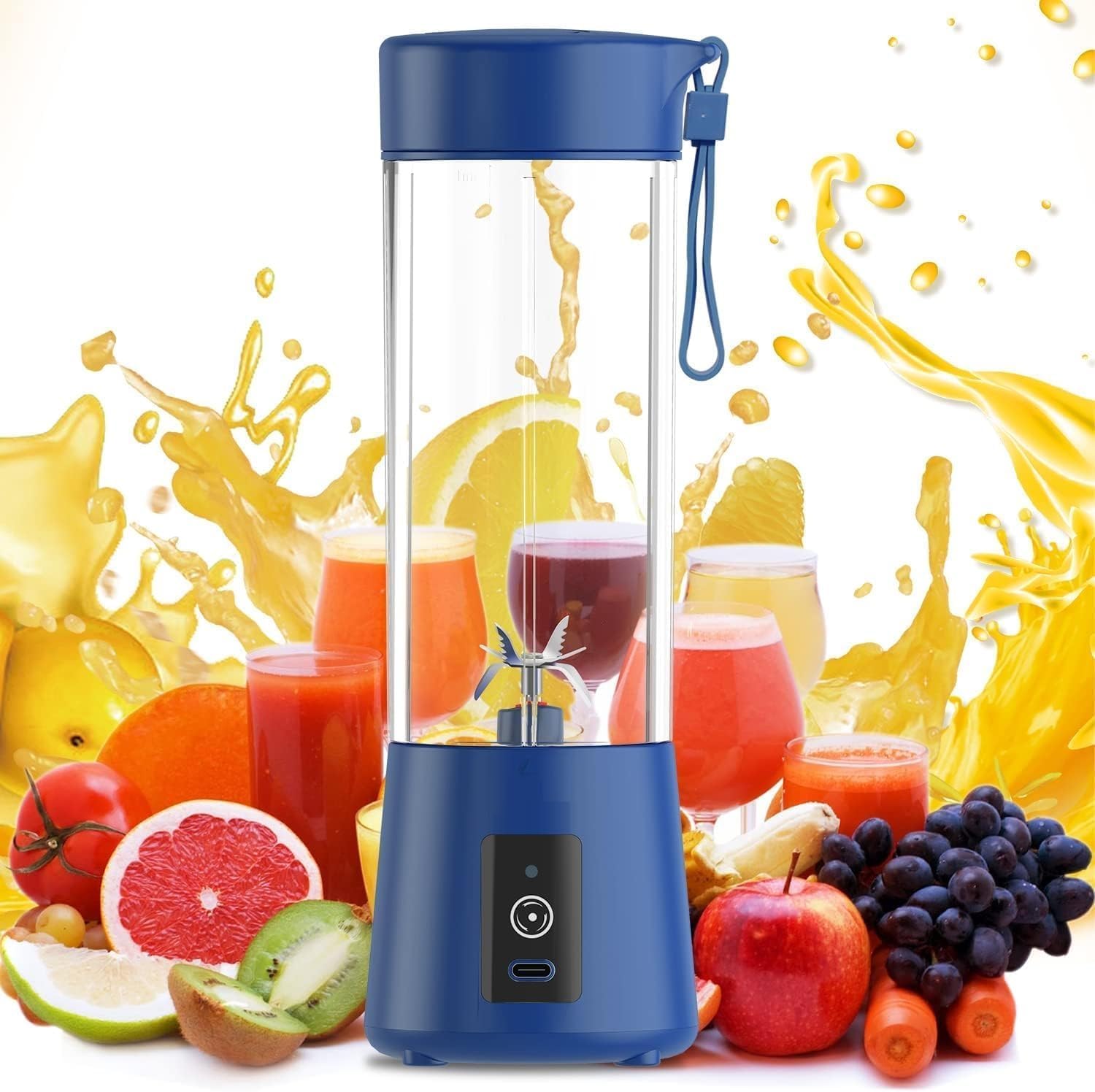 PoRtAbLe 6-BlAdE JuIcEr BlEnDeR WiTh BuIlT-In JaR, FrUiT JuIcE MiXeR BoTtLe, UsB ReChArGeAbLe JuIcEr GrInDeR FoR JuIcEs & MiLk ShAkEs, PeRsOnAl SiZe KiTcHeN ApPlIaNcE (MuLtI CoLoUr)-image-26