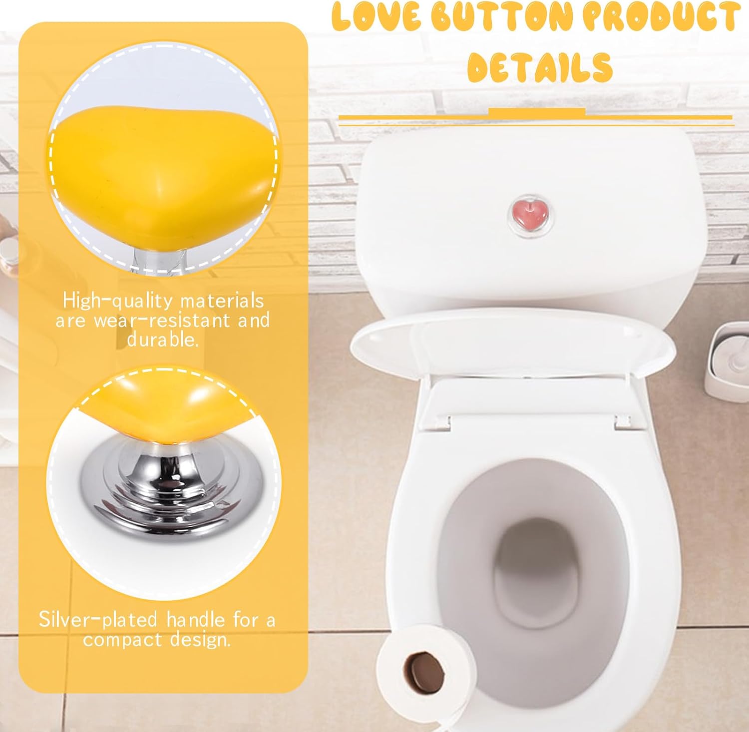 ASTIMESA Heart Shaped Toilet Button Pusher with Tapes, Plastic Toilet Push Button Helper, Toilet Lid Lifter Handle Topper Replacement for Women Manicure (8 pcs) image 3