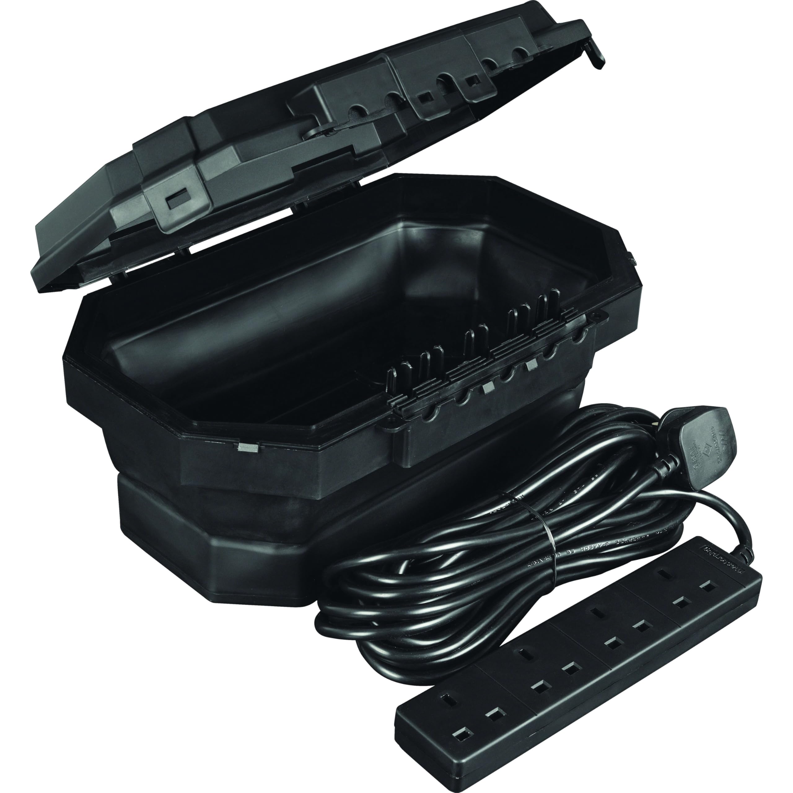 Masterplug  Black Weatherproof Box & 4 Socket 8M Extension Lead, Sports Direct