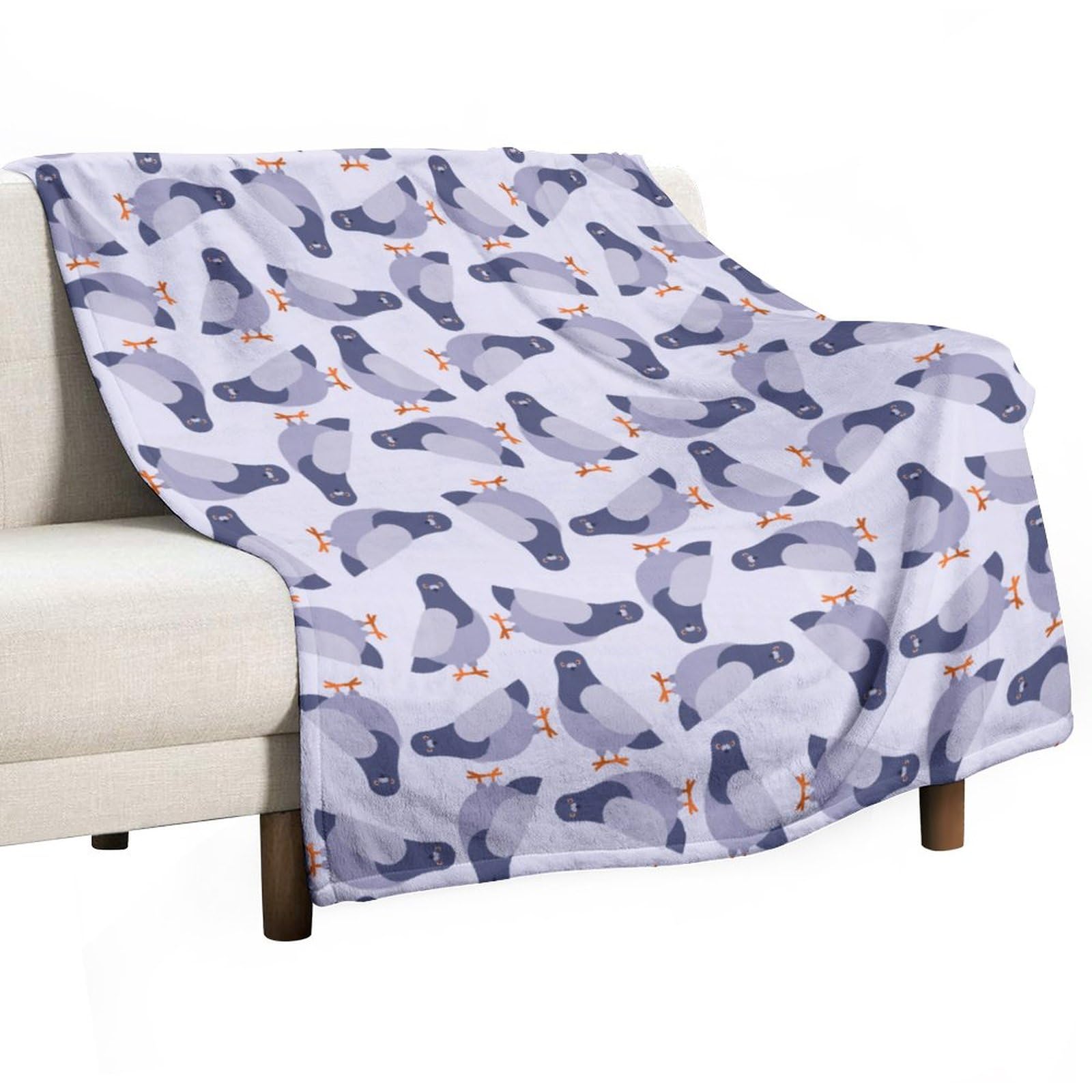 Homeoanimal Pigeon Print Throw Blanket 130 x 150 cm, Lightweight Flannel Blanket, Cozy Microfiber Blankets for Couch Sofa Bedroom Decorative