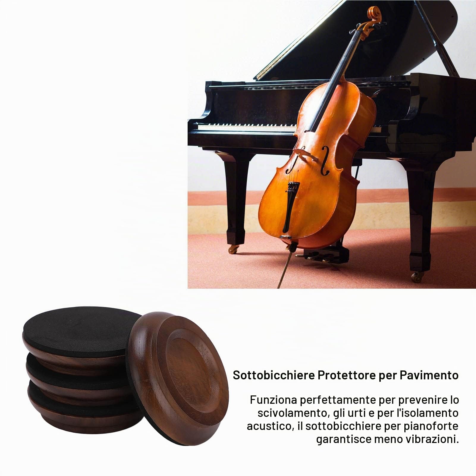 Coppe per Rotelle per Pianoforte, Protezione Antiscivolo e Antirumore, in Noce, per Pianoforte Verticale e Mobili, Stabile e Resistente, Facile da Installare, Versatile per Mobili e Pavimenti