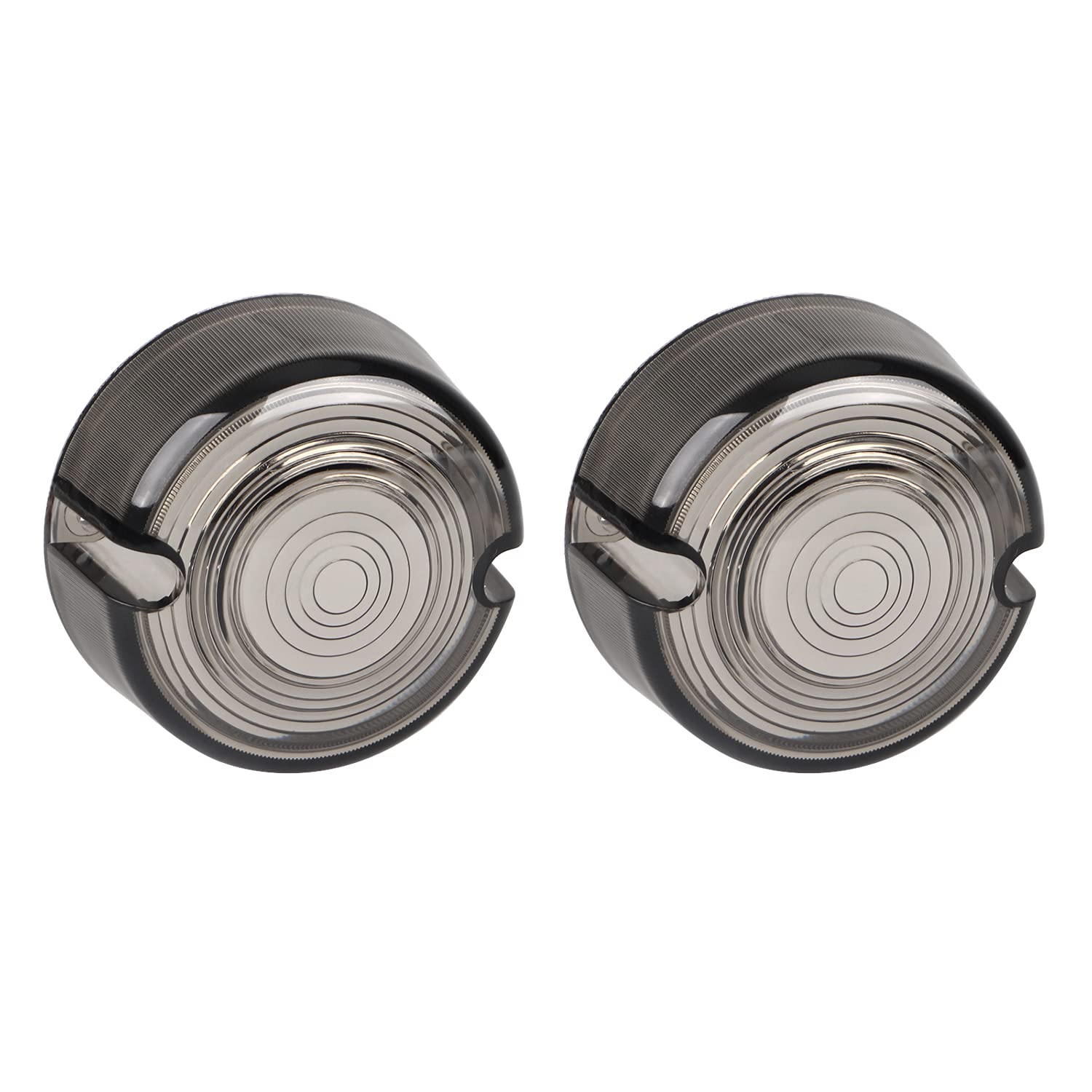 XMMT 3" Flat Smoked Bullet Turn Signal Lens Cover Falt Replaces OEM 68457-86 for Harley Dyna Softail Sportster