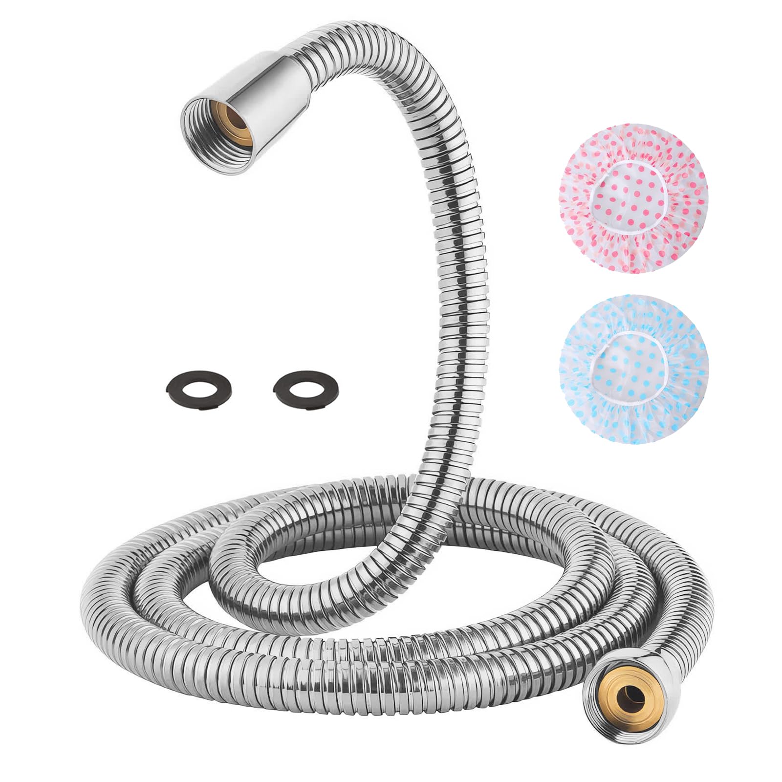 TRIPHIL Kink-free Shower Hoses Extra-long for Handheld Showerhead Hose Replacement Flexible Metal Shower Tube Extension Anti-twist 2 Brass Connectors Stainless Steel Sleeve Chrome 79 Inches