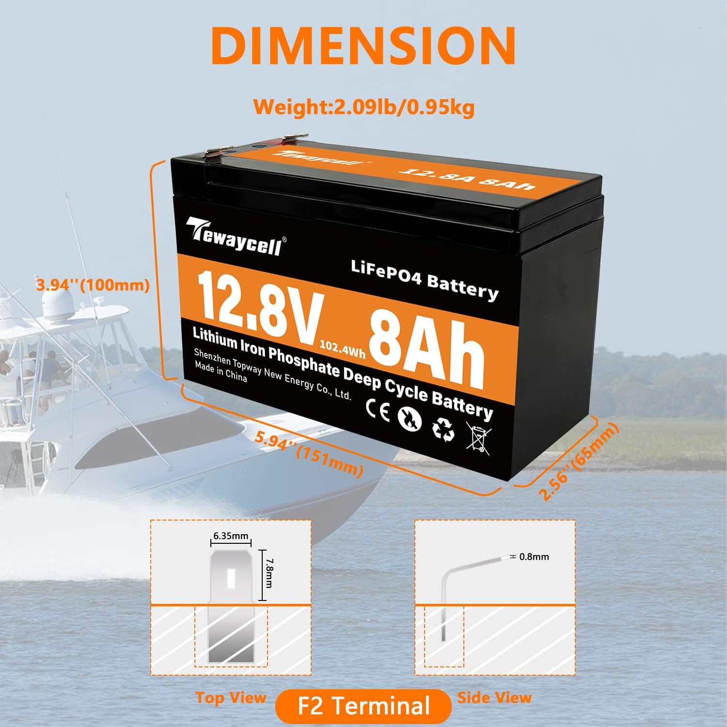 Tewaycell Battery Dimensions