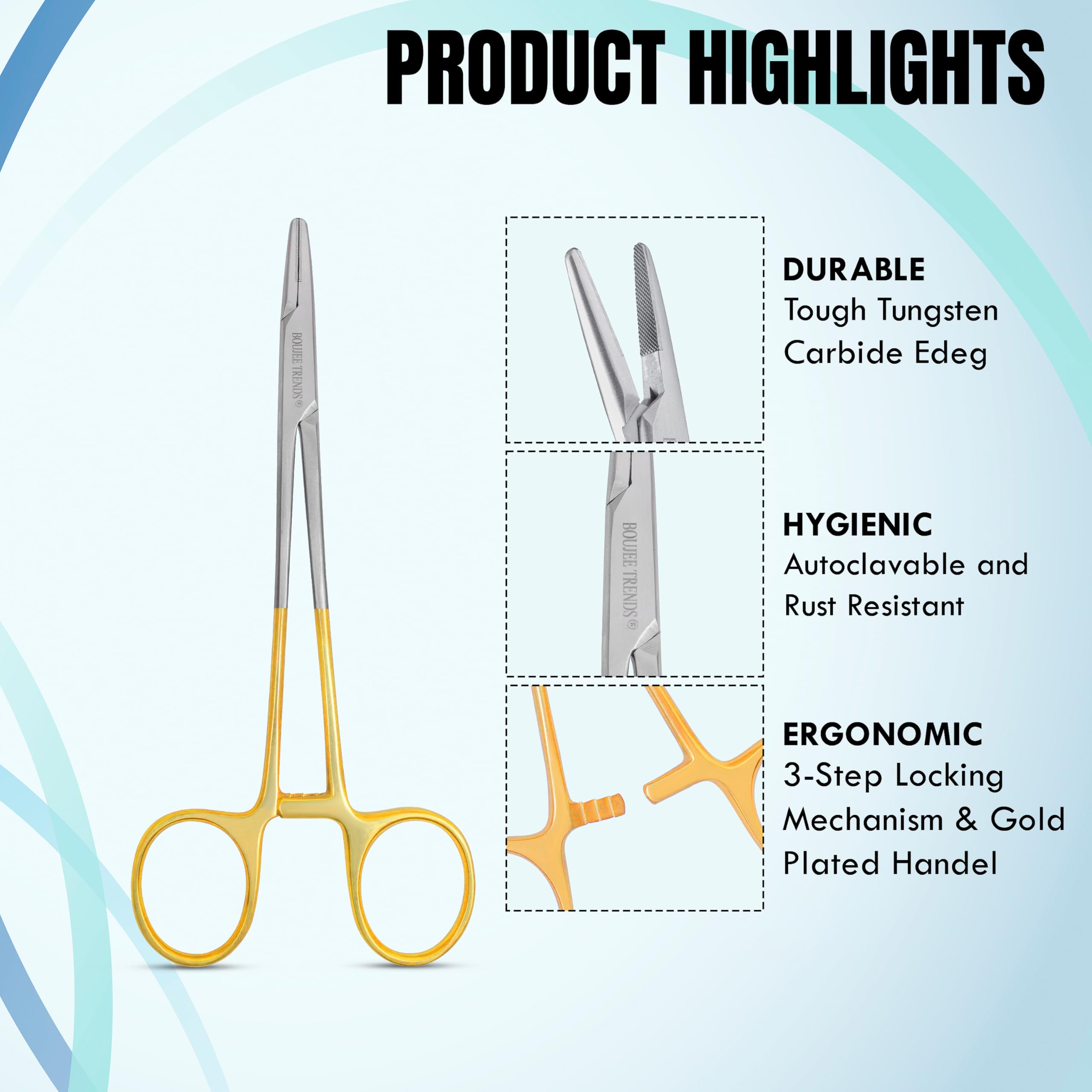 TC Mayo Hegar Needle Holder Tungsten Carbide Inserts,Plasma Coated Needle Driver with Strong Lock, Serrated Jaws for Precise Suturing and Practicing Autoclavable (5 Inches) — Amazon image 4