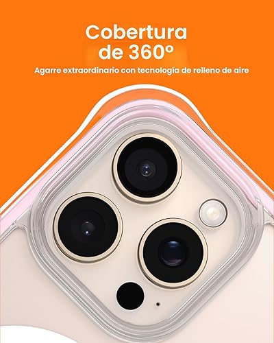 Miniatura 4 de ORNARTO Air Case para iPhone 16 Pro Max Transparente, Compatible con MagSafe, Funda de Protección contra Caídas de Grado Militar con Air-Pink