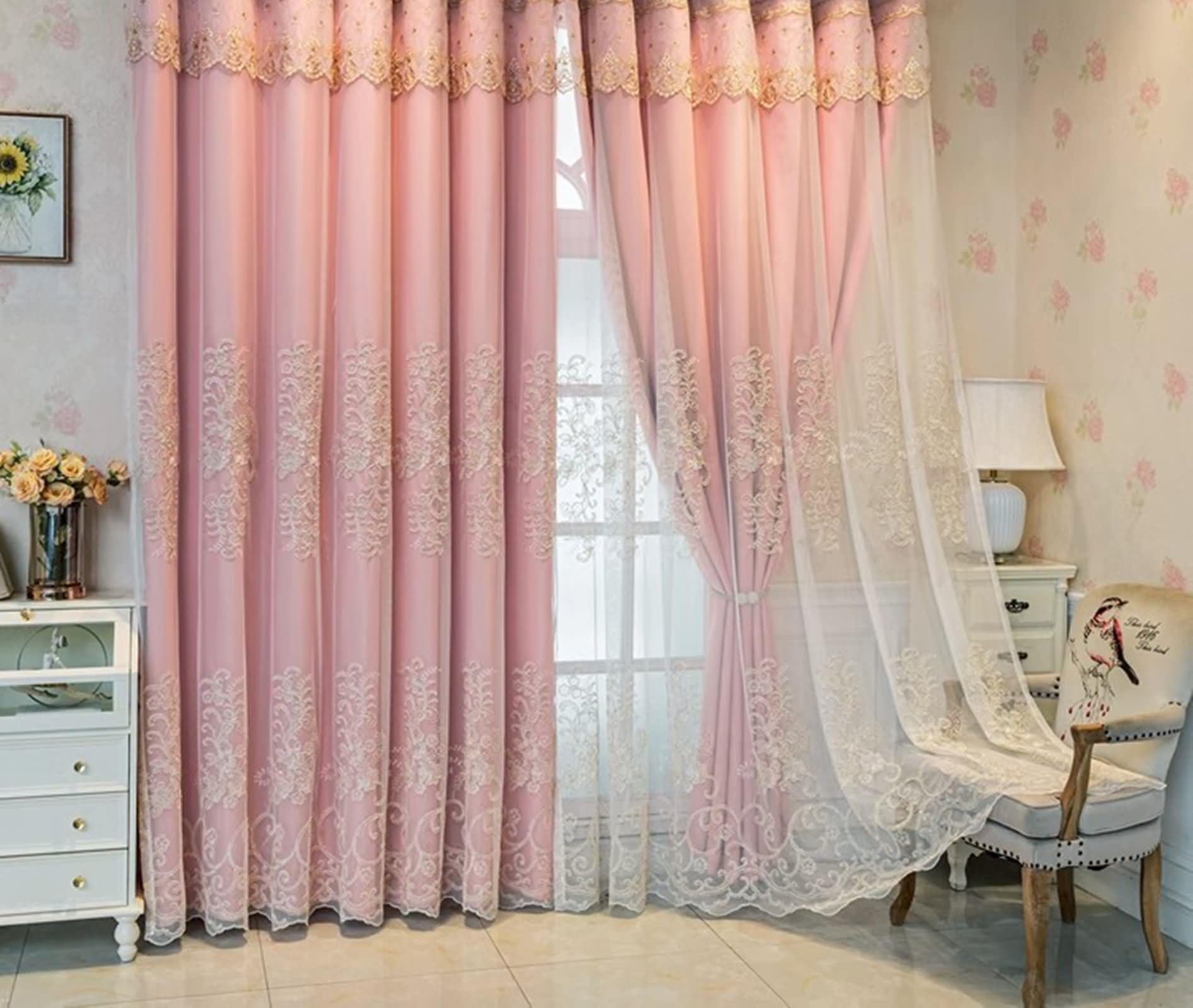 Rideaux occultant de chambre à coucher bloquant la lumière Beydodo rose