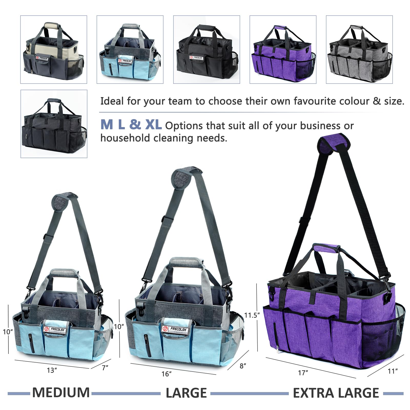Organizador de limpieza grande para proveedores de limpieza, organizador de almacenamiento de 15 pulgadas para limpieza de casa, bolsa de limpieza portátil, organizador de almacenamiento para