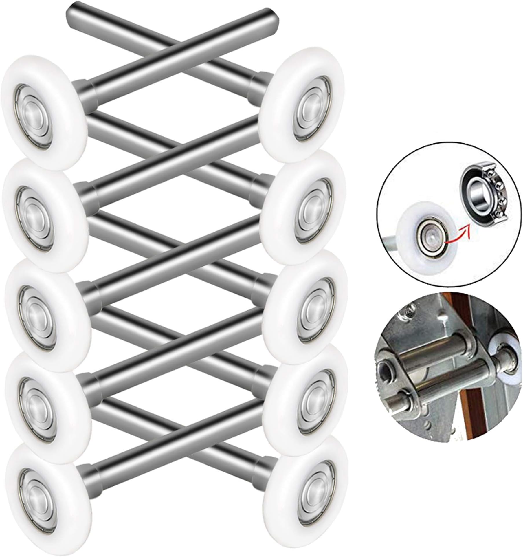 Durable & Quite 2" Sealed 6200ZZ Bearing Nylon Garage Door Rollers Wheel with 11