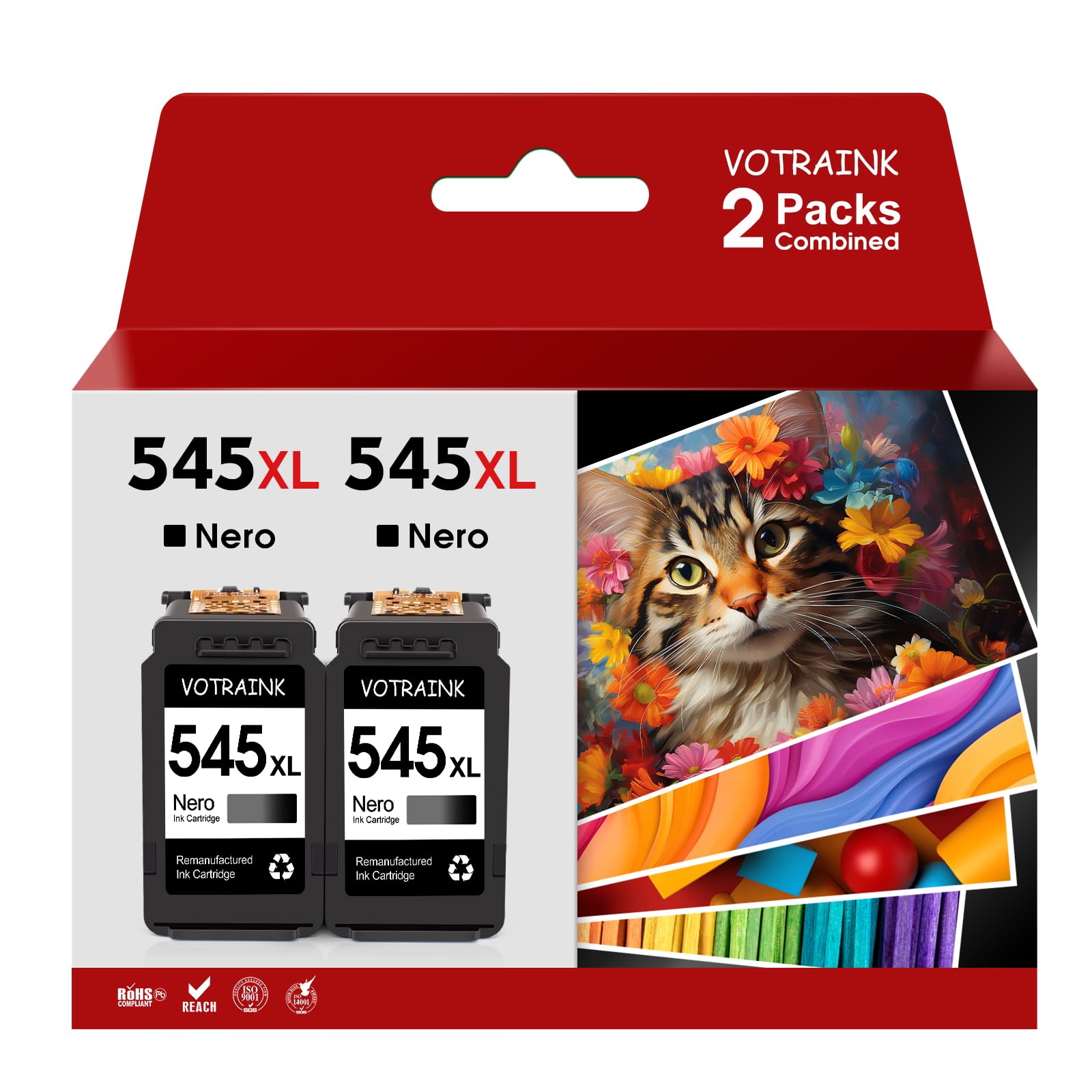 VOTRAINK 545XL Cartucce Cartucce d'inchiostro Sostituzione per Canon 545 XL Multipack per MX490 MX495 MG2550s MG2550 TS3150 TS3151 TS3350 TR4550 TR4551 (2 Nero)