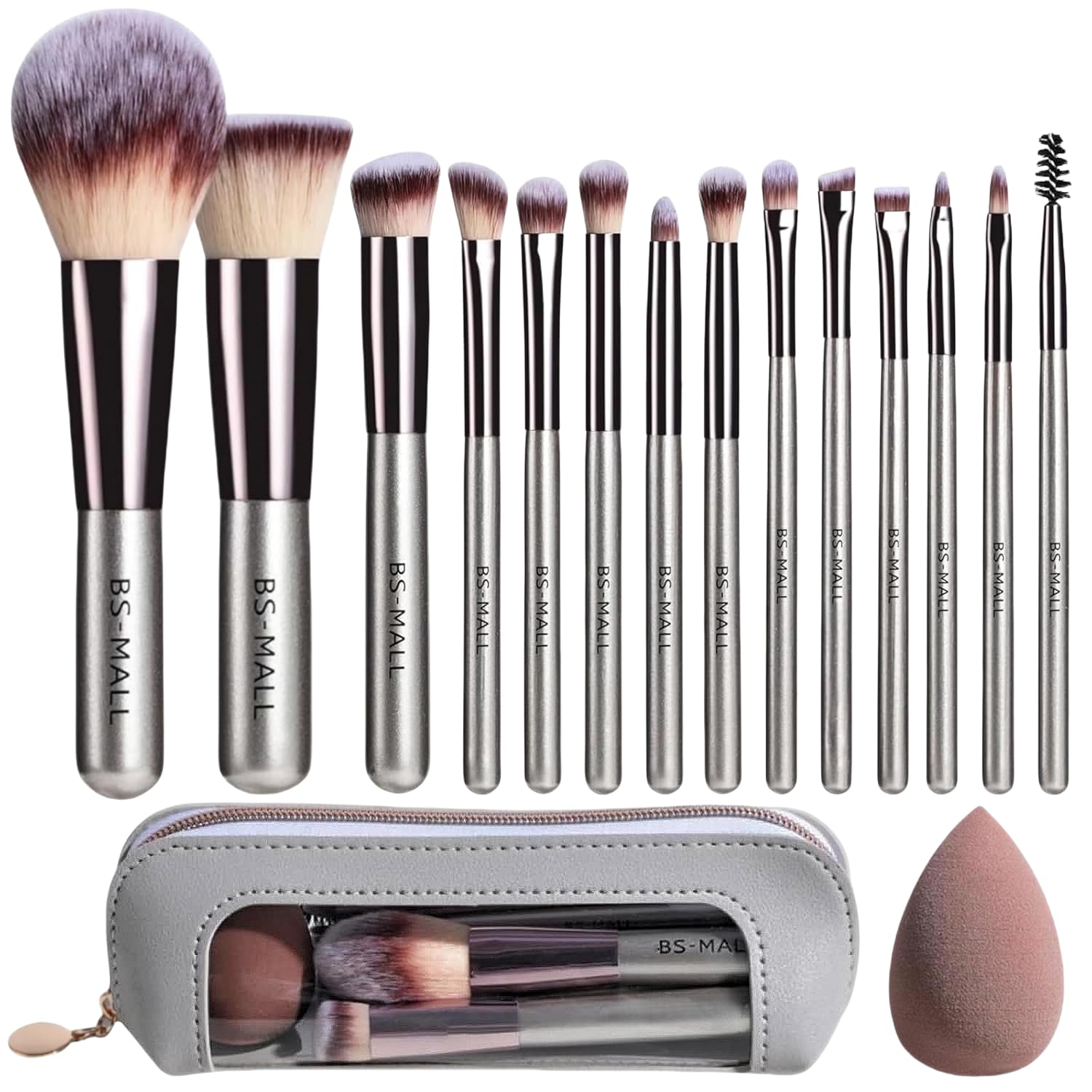 BS-MALL Travel Makeup Brush Set 14 Pcs Premium Synthetic Foundation Powder Concealers Eye shadows Blush Makeup Brushes with Cute Case and Makeup Sponge (A-Champagne) BS-MALL Travel Makeup Brush Set 14 Pcs Premium Synthetic Foundation Powder Concealers Eye shadows Blush Makeup Brushes with Cute Case and Makeup Sponge (A-Champagne)