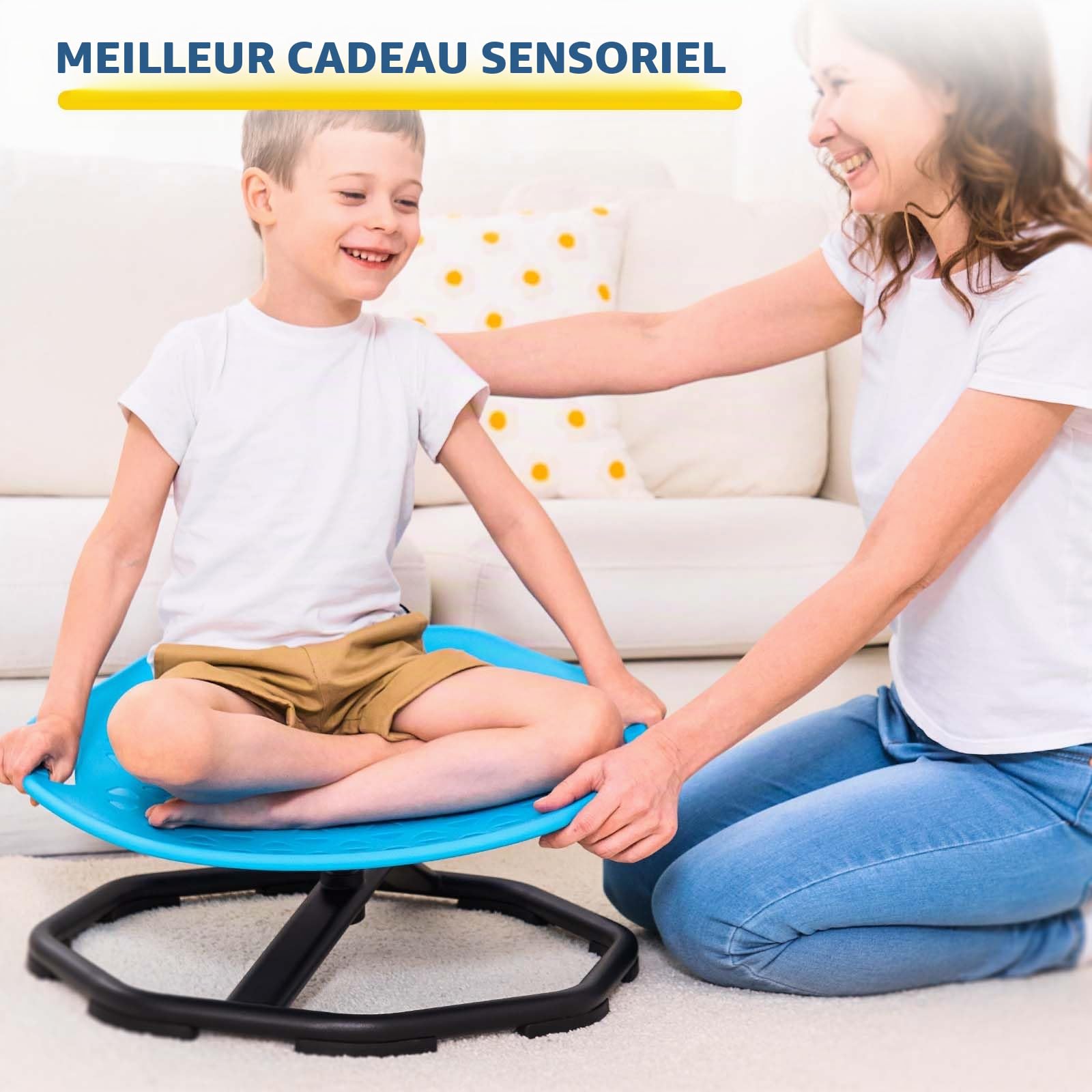KidBloom Chaise Sensorielle Rotative pour Enfants Autistes, Jouet Sensoriel 360° pour DéVelopper L’éQuilibre
