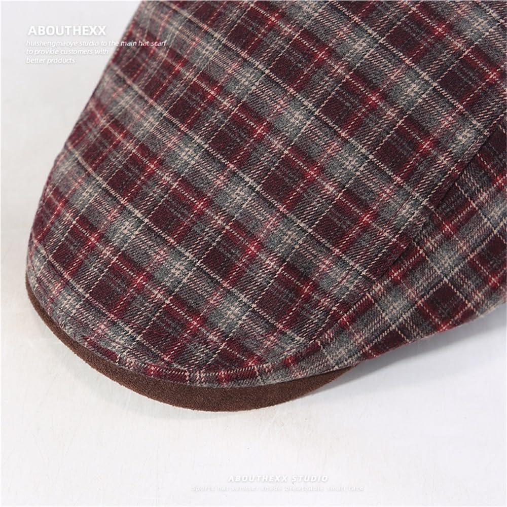 Vintage Plaid Newsboy Caps for Men Women Fashion Warm Berets Adjustable Flat Ivy Hat Driving Cabbie Hats Painter Hats