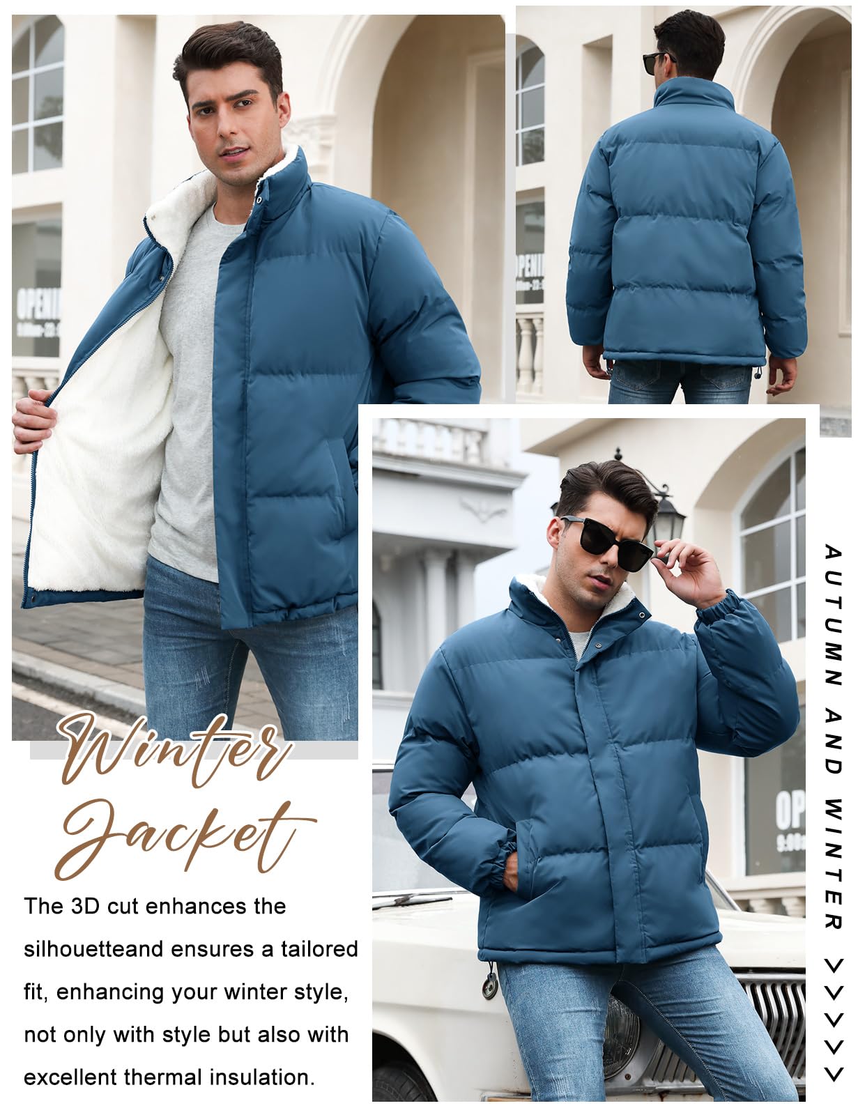 RITOSTA Giubbotto Invernale Uomo Casual Giacca in Pile da Lavoro Termica Jacket Piumino Cappotto Elegante Felpa Imbottita Giaccone Manica Lunga Sport e Tempo Libero con Cerniera
