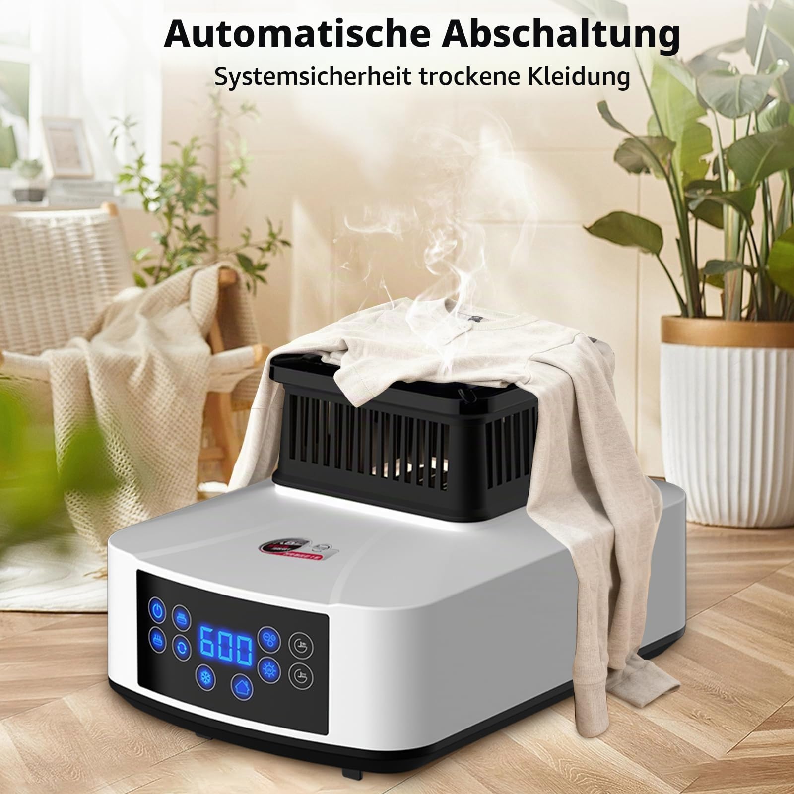 2200W Tragbarer Elektrischer Wäschetrockner mit Fernbedienung - Kompakter Mini Wäschetrockner mit 4 Timer-Einstellungen, Touchscreen, Überhitzungsschutz für Zuhause, Reisen, Hotelgebrauch