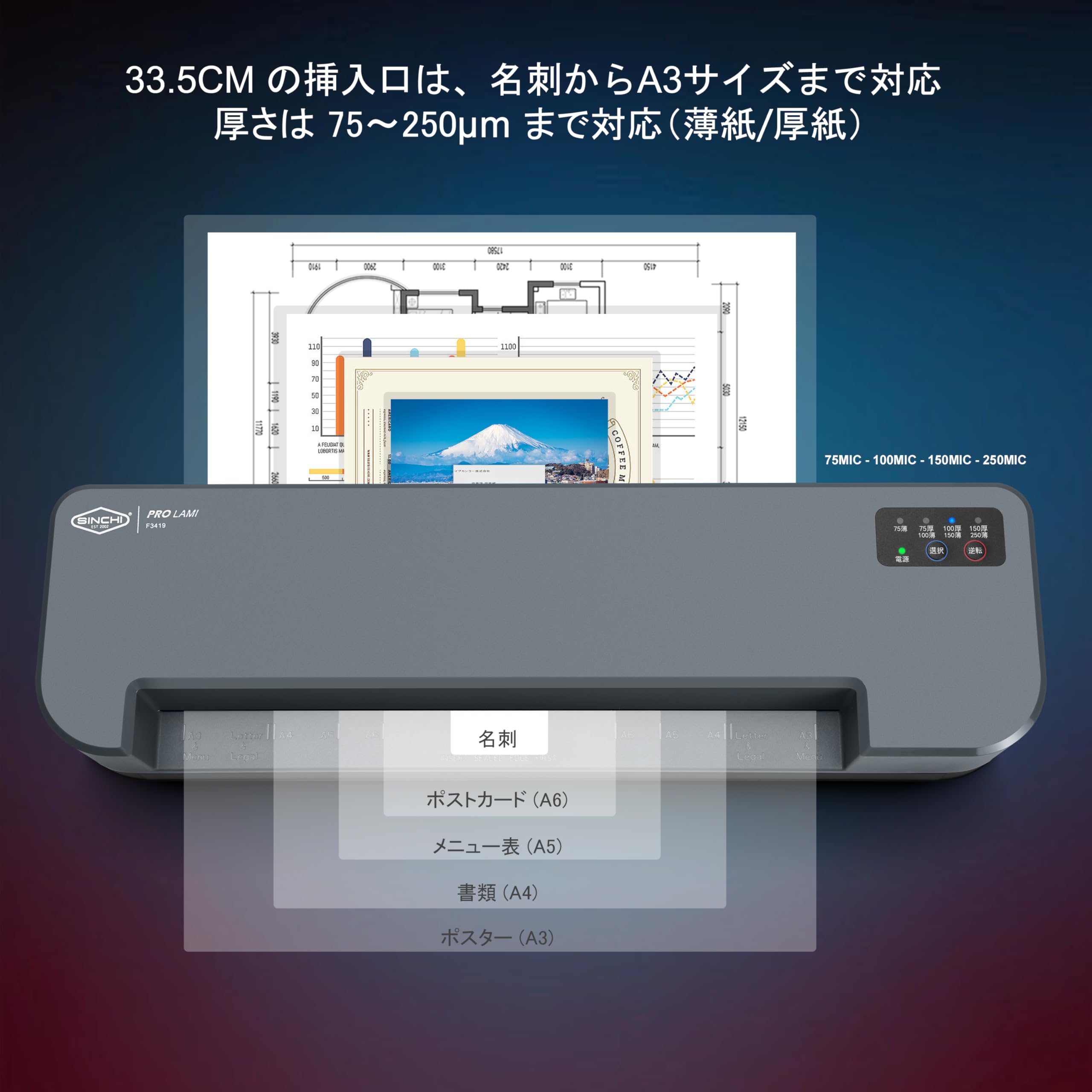 Amazon | SINCHI ラミネーター 30秒高速起動 4本ローラー 厚さ75 