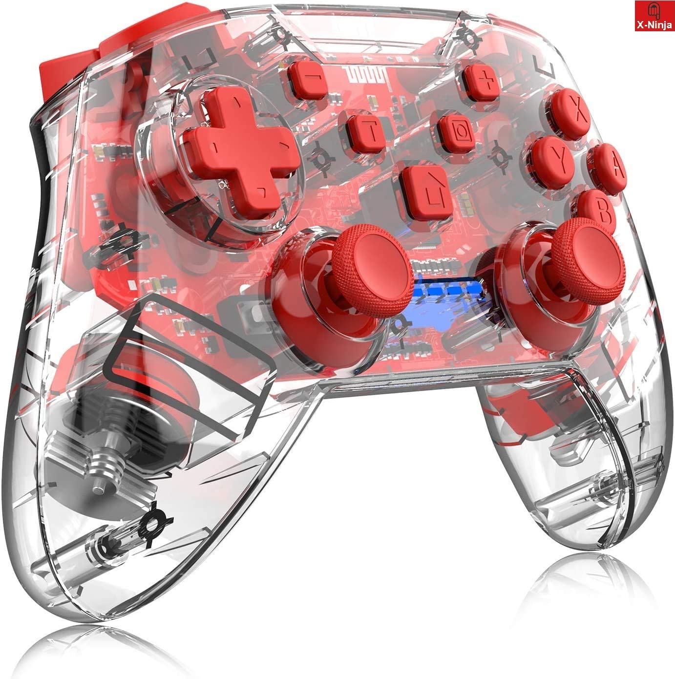 MICROMINI X-Ninja Wireless Controller Transparent for Nintendo Switch, Professional Bluetooth Pro Controller, Adjustable Turbo Vibration Motion Gyro Ergonomic,Red (Newest Version) (B097TRSDZ1) Amazon Price History, Amazon Price Tracker