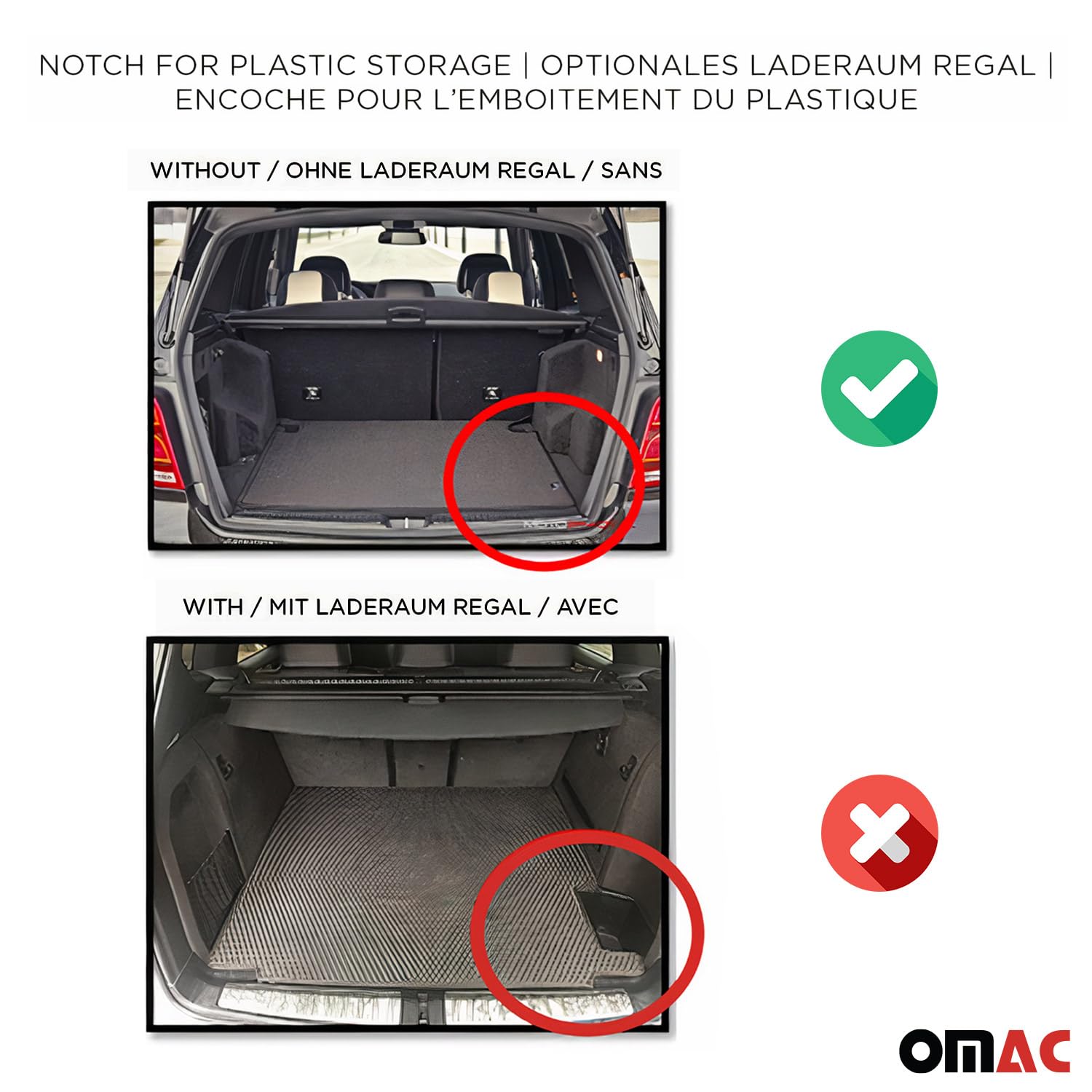 OMAC Gummi Kofferraumwanne kompatibel mit Mercedes GLE W167 2019-2026 TPE Laderaumwanne